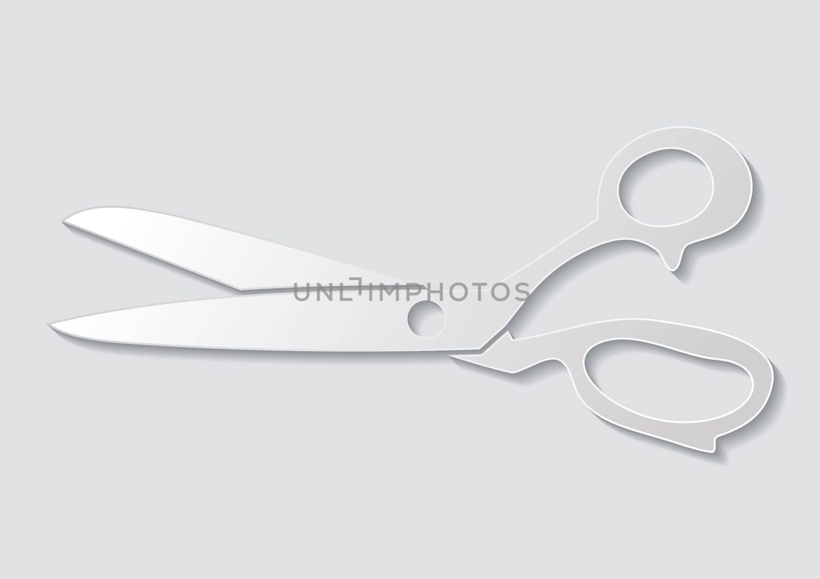 White vector retro scissors icon with shadow