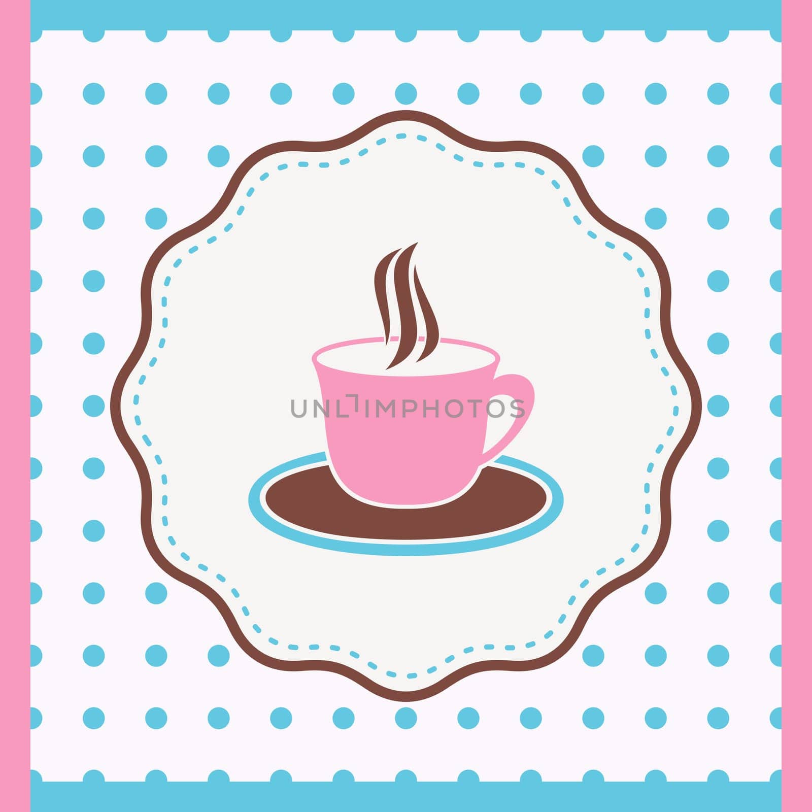 Vintage card with cup of coffee or tea