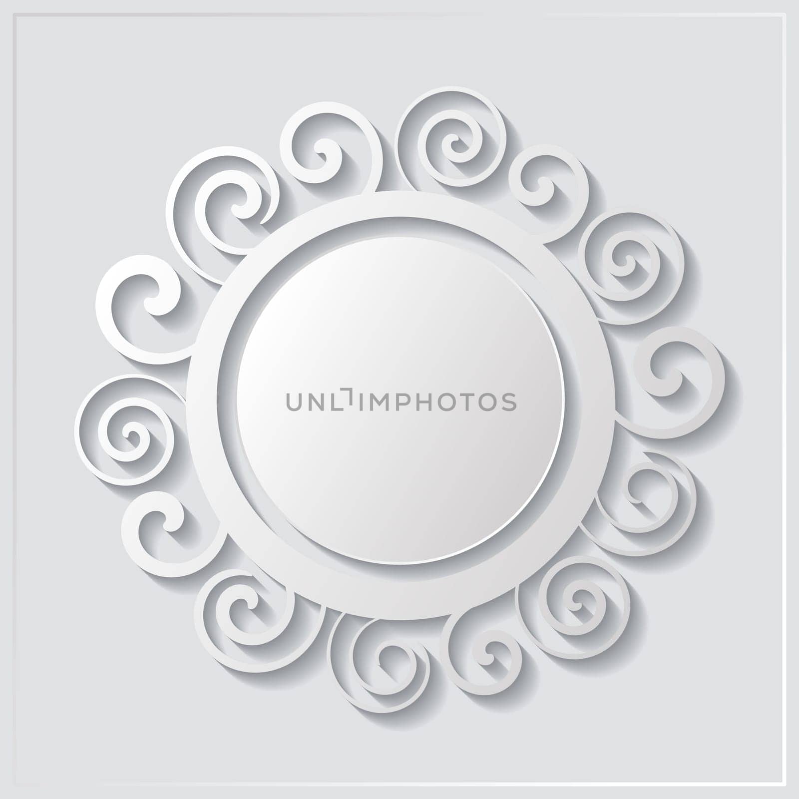 White vintage ornament with shadow and text place