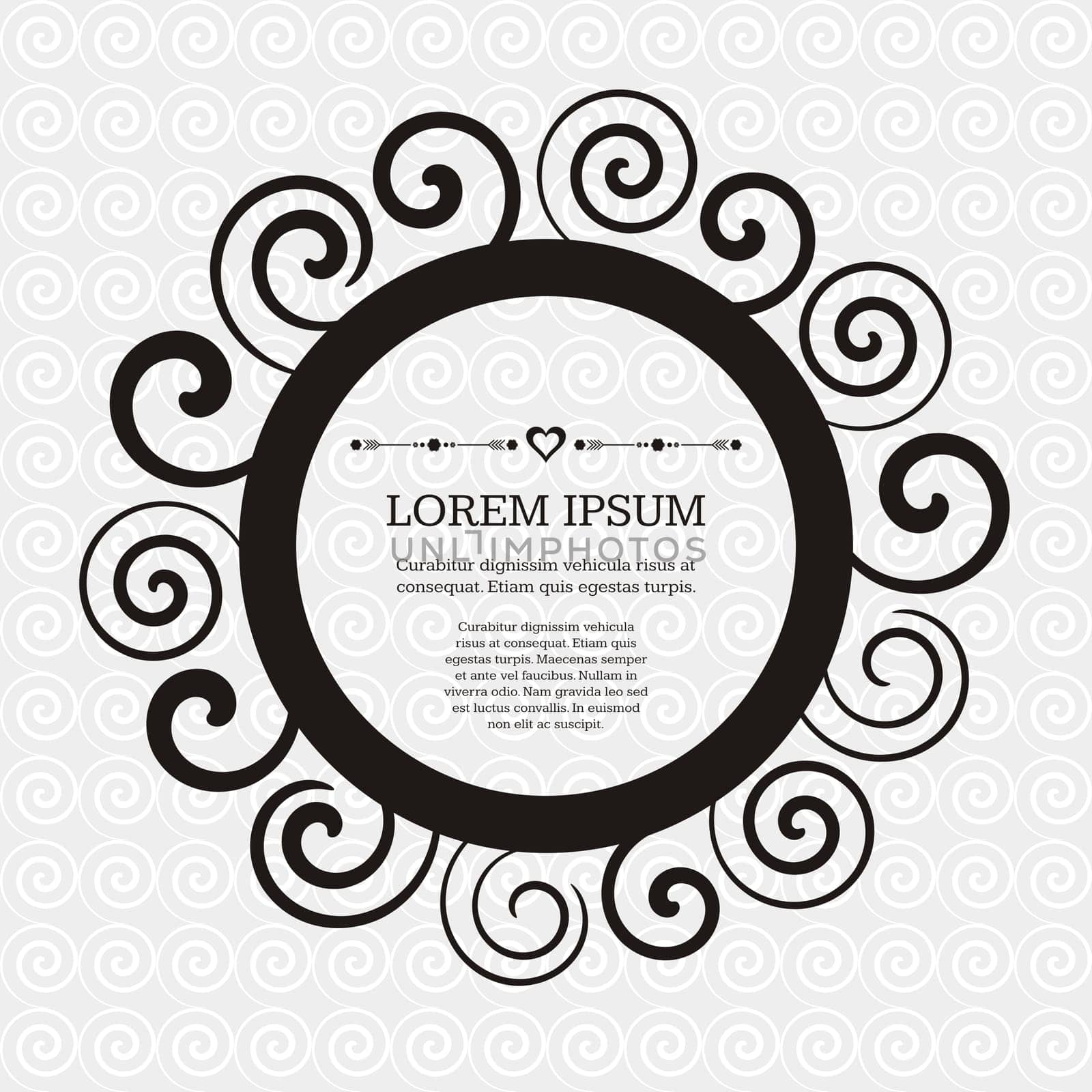 Vintage card with round abstract ornament and text