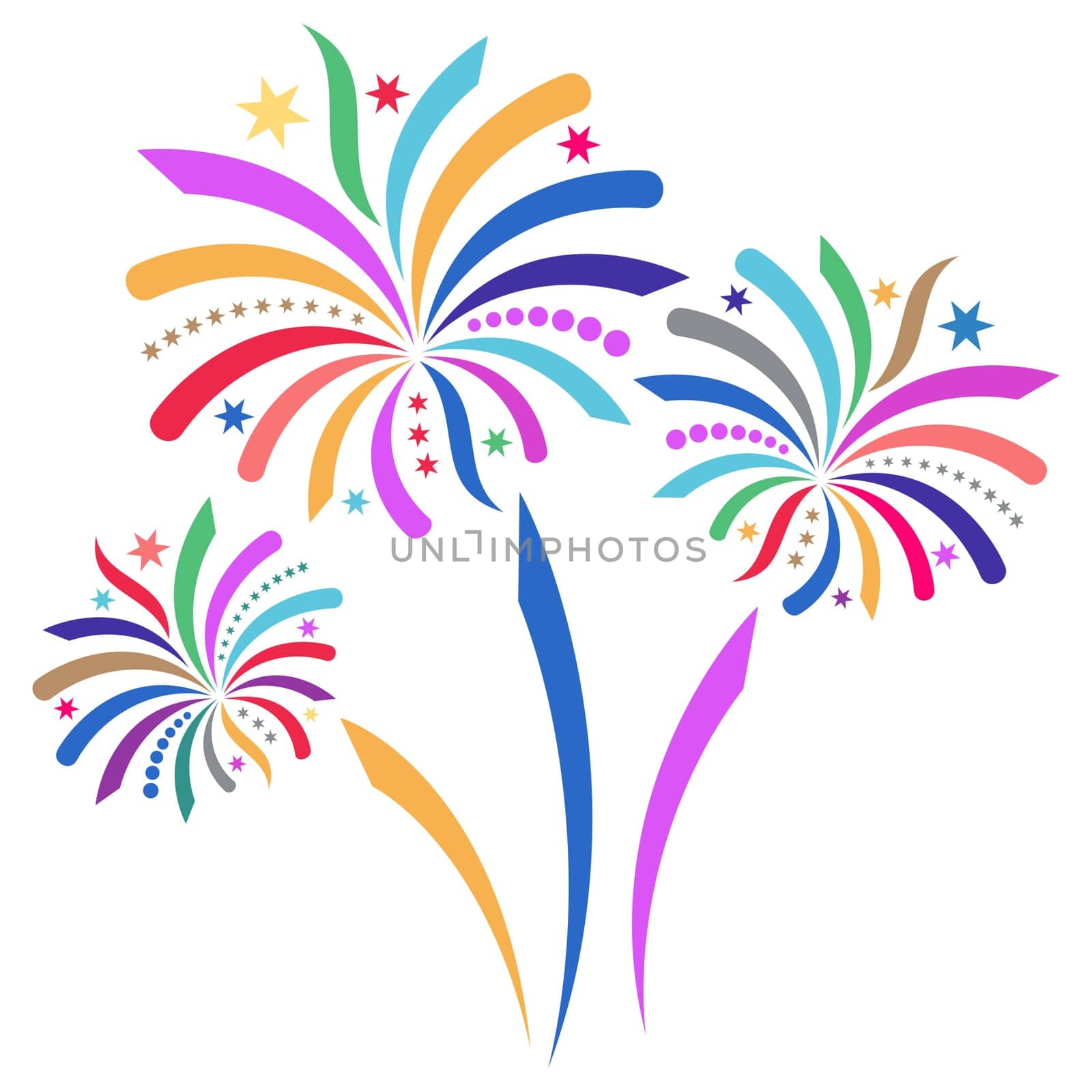 Beautiful colorful vector firework isolated on white background