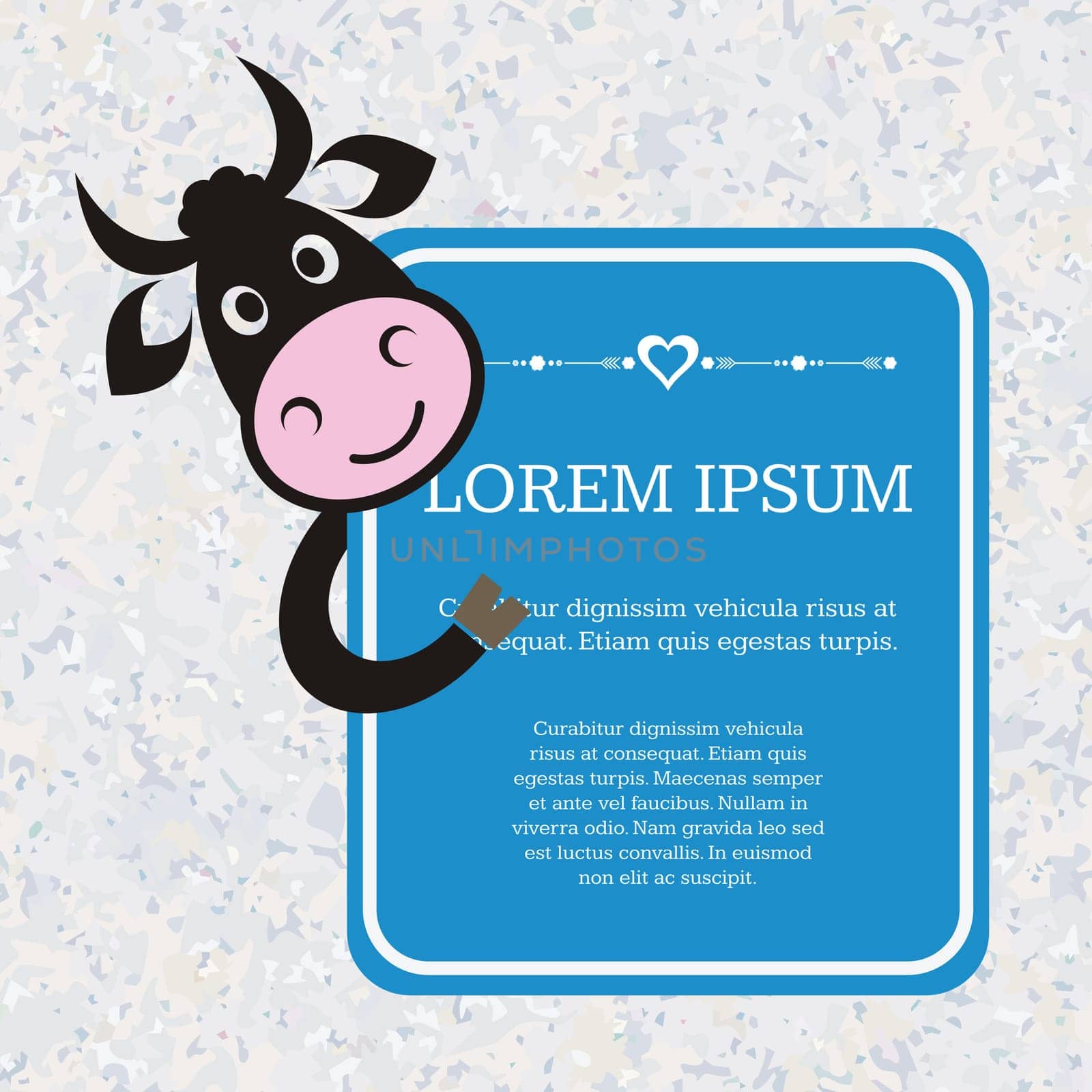 Cute black cow icon with blue text place