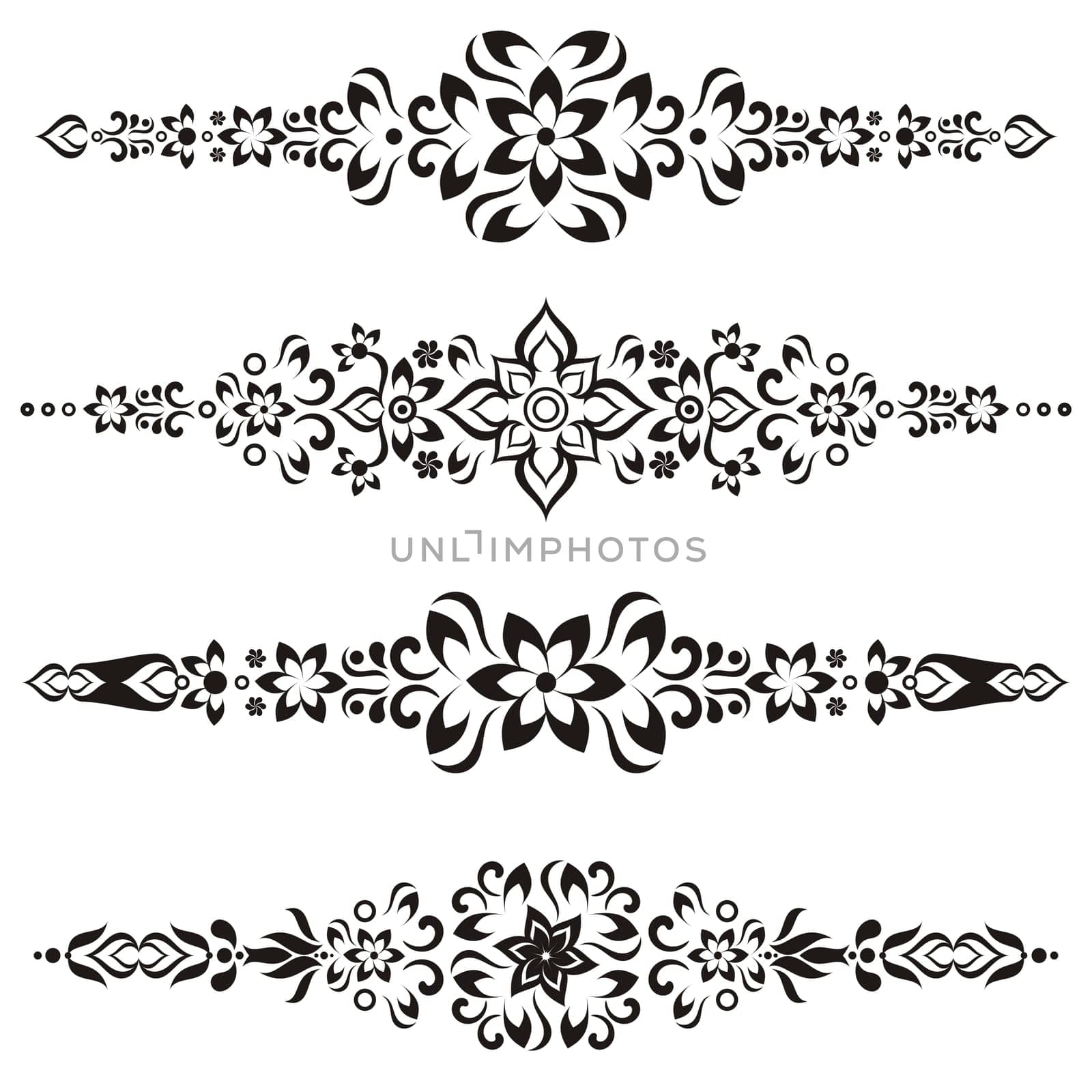 Black vector vintage design ornamental elements for decoration