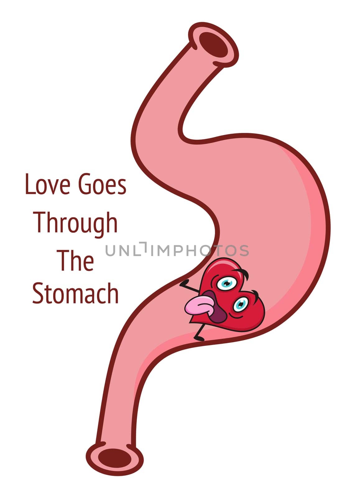 Love goes through the stomach vector colorful cartoon