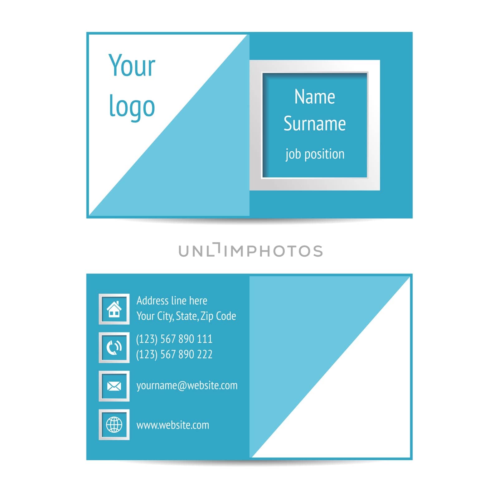 Modern blue business card template vector illustration