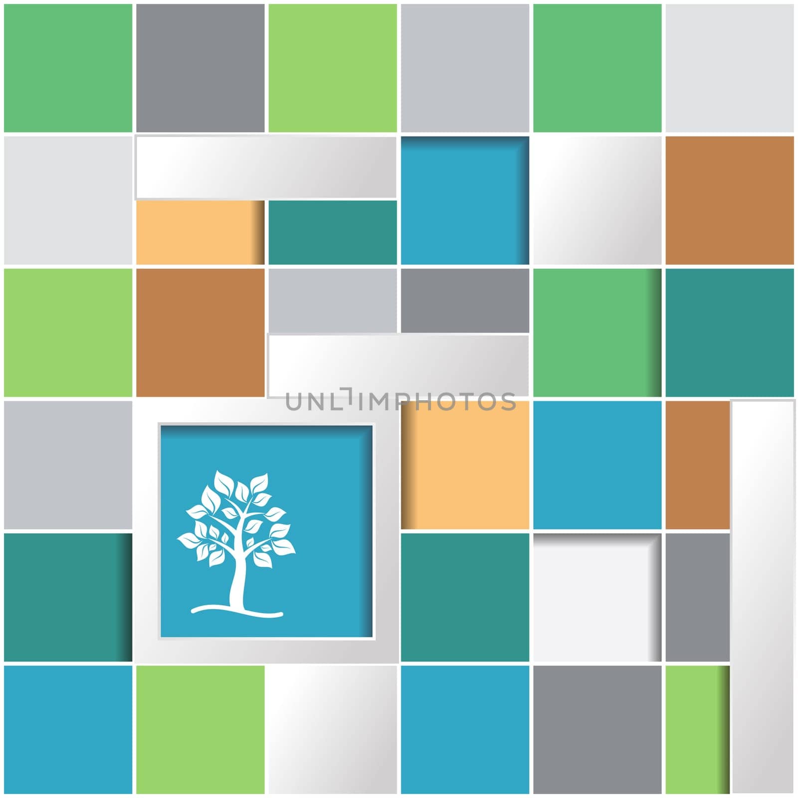 Infographic ecology background with colorful squares and window