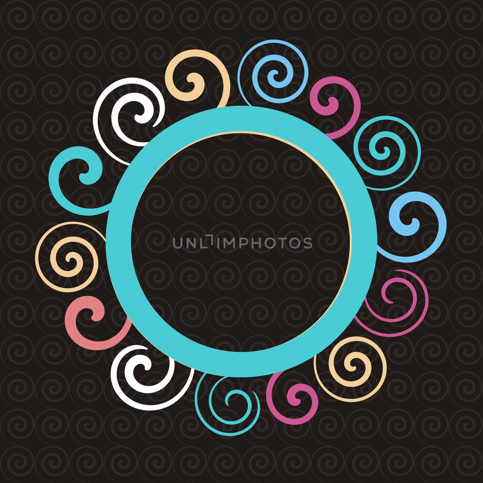 Dark vector vintage background with colorful round ornament