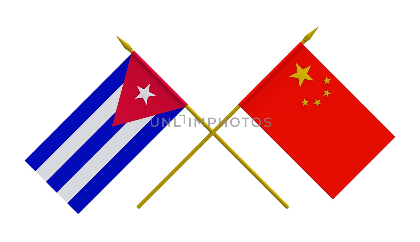 Flags of China and Cuba, 3d render, isolated