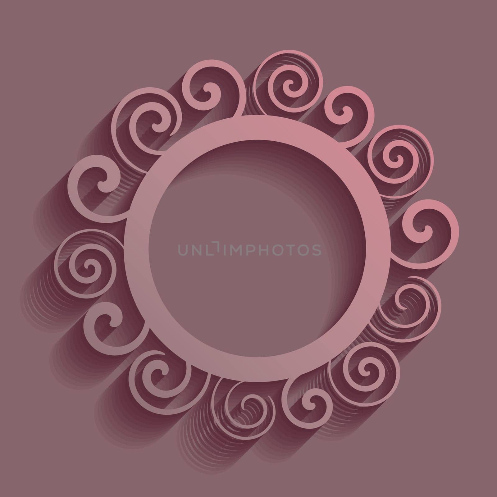 Brown vector vintage background with rounded spiral ornament