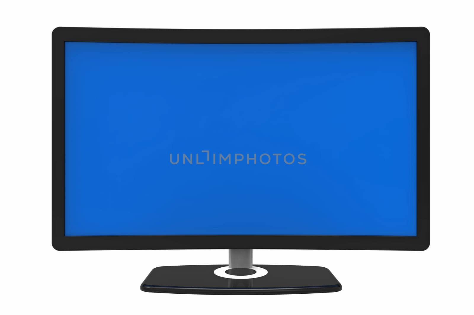 Curved tv screen, isolated on white background, 3D rendering