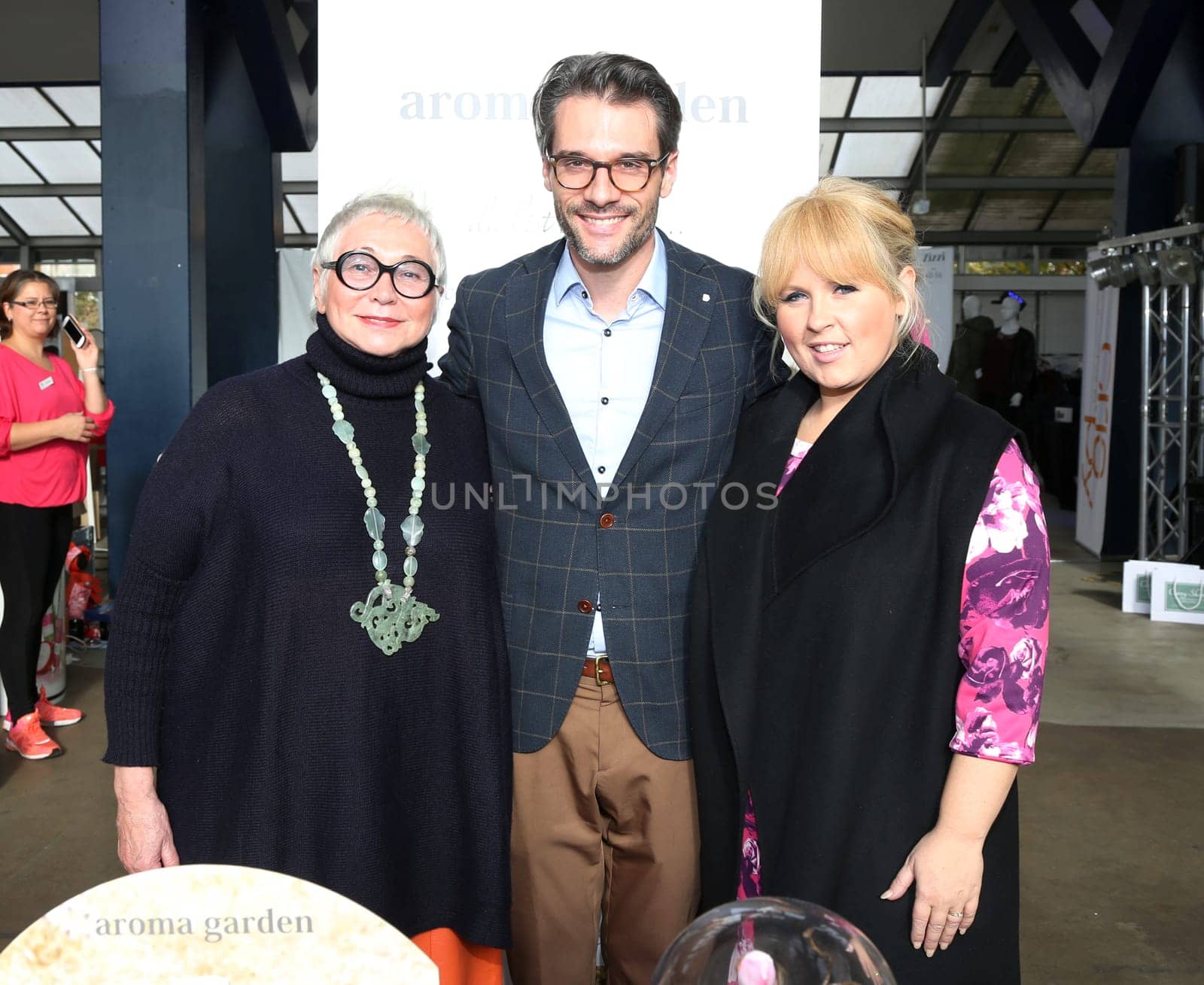 Brigitte Sely ,Maite Kelly with husband Florent Raimond at a fashion fair in Hamburg