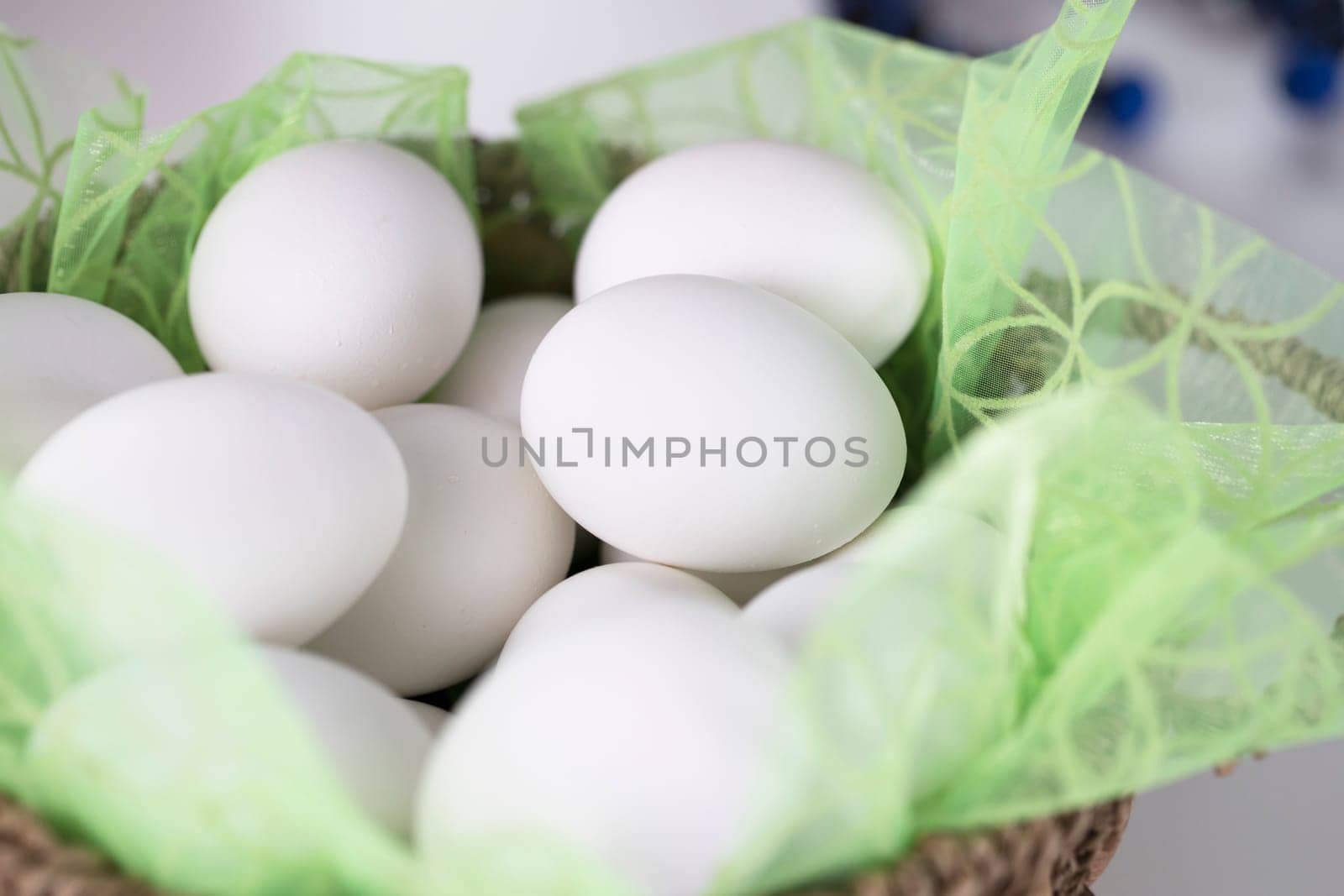 Basket of boiled eggs ready to decoration for Easter