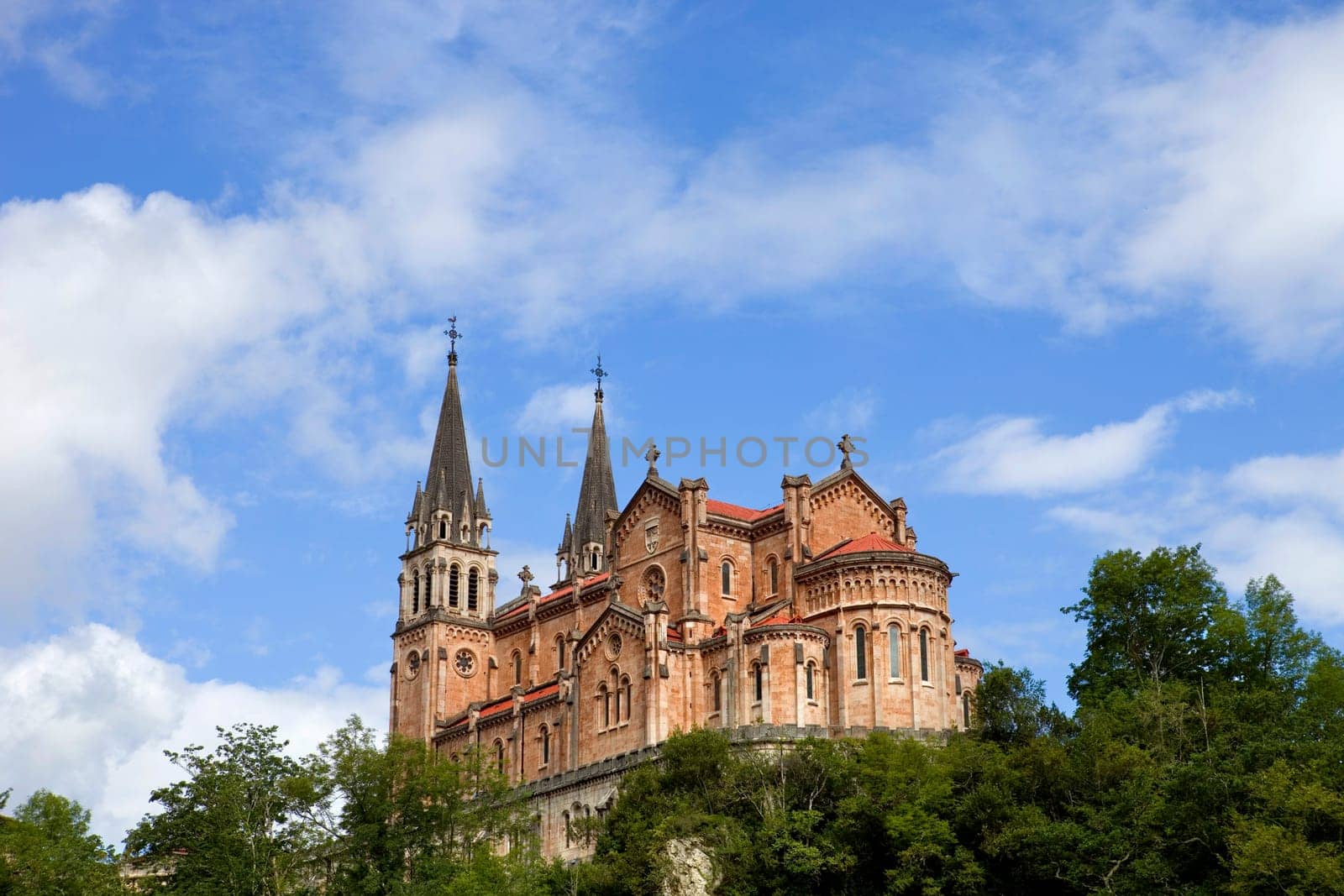 The old cathedral of Covadonga in Asturias, Spain