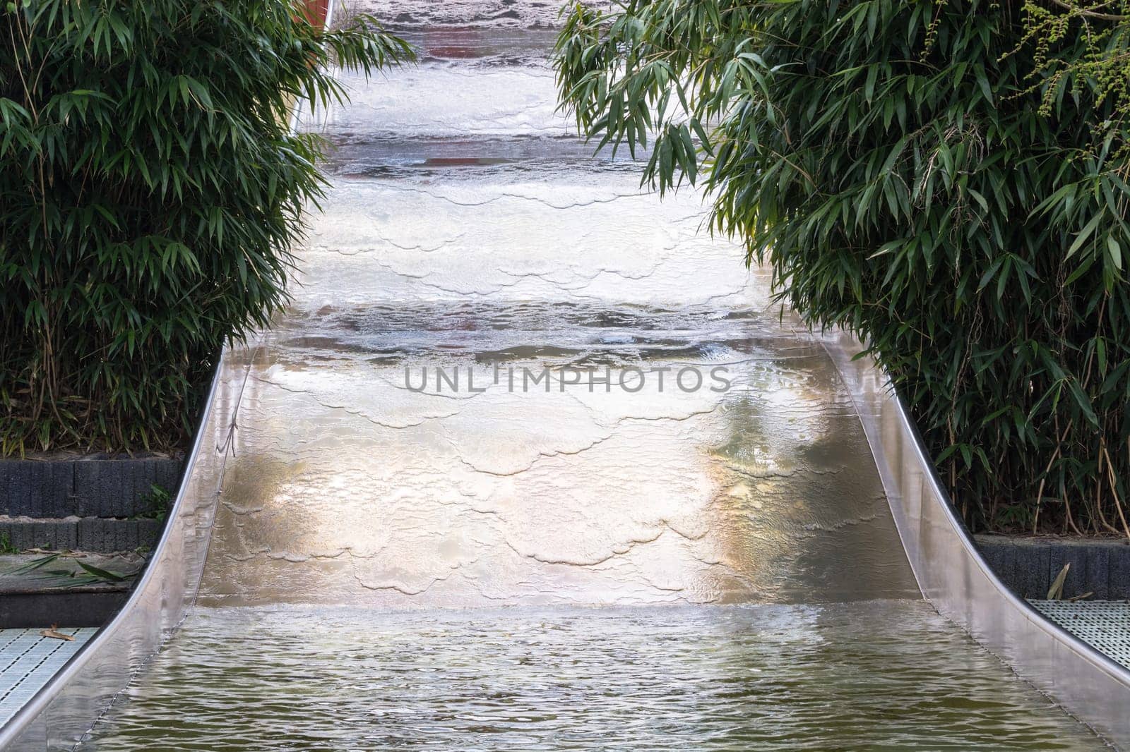 Double stainless steel water slide.