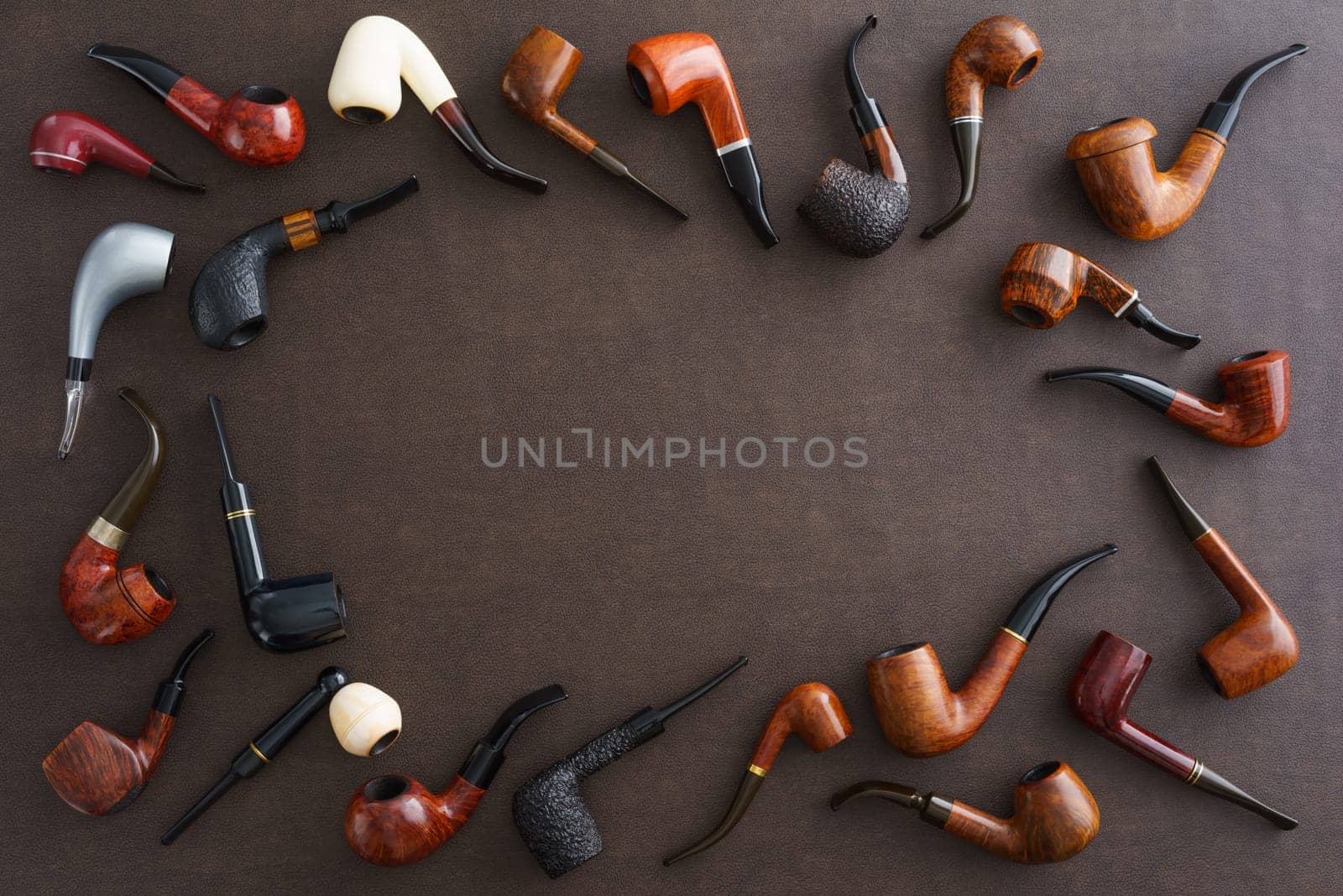 Collection of pipes with copyspace in the middle