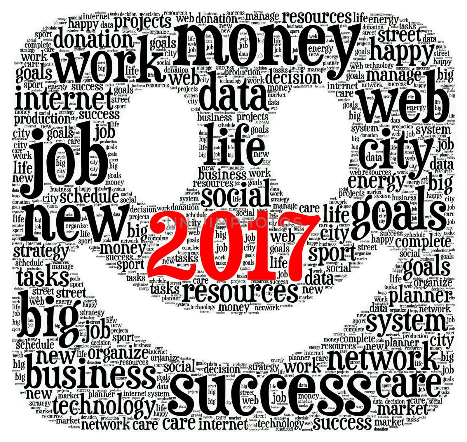 Business 2017 word cloud concept in emoticon shape