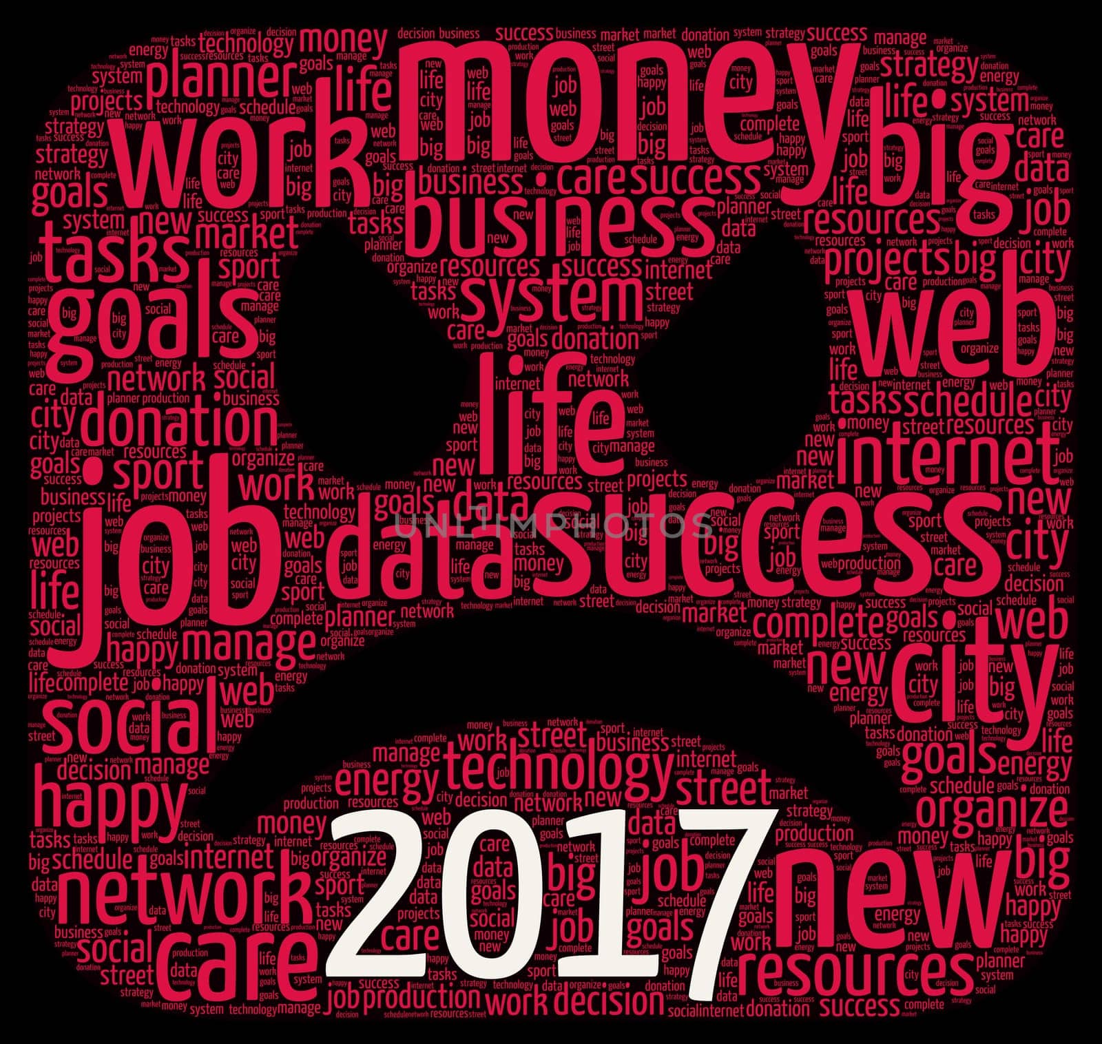 Business 2017 word cloud concept in emoticon shape