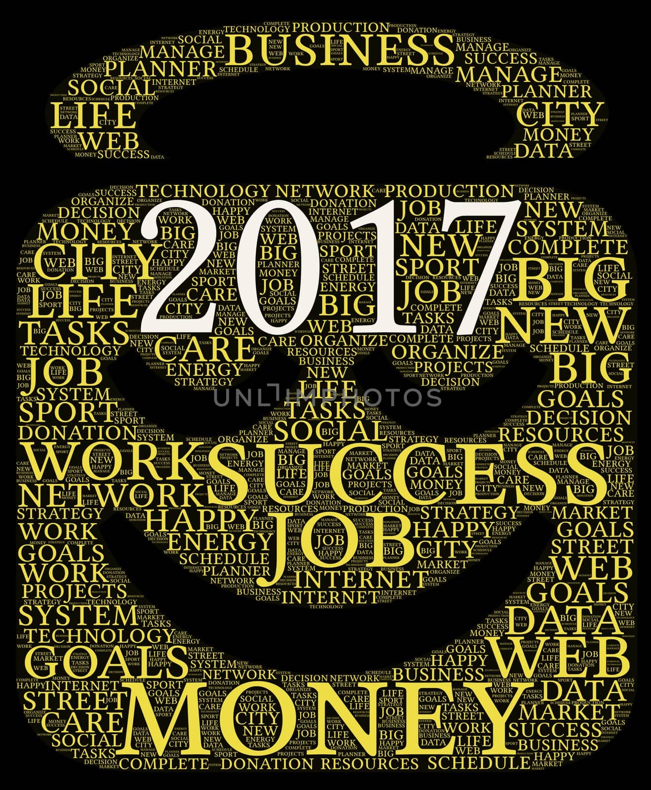 Business 2017 word cloud concept in emoticon shape