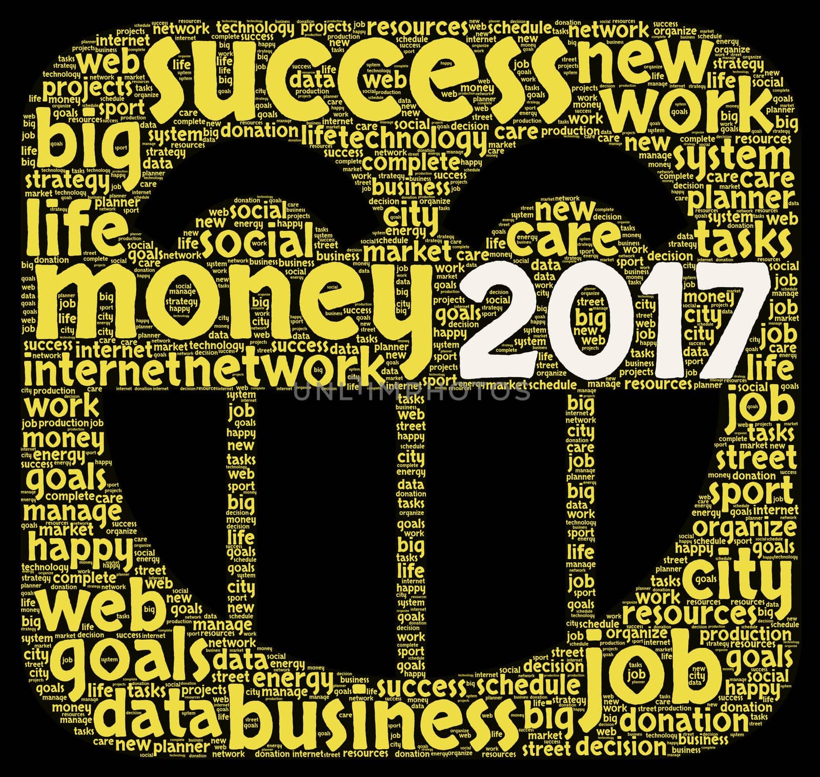 Business 2017 word cloud concept in emoticon shape