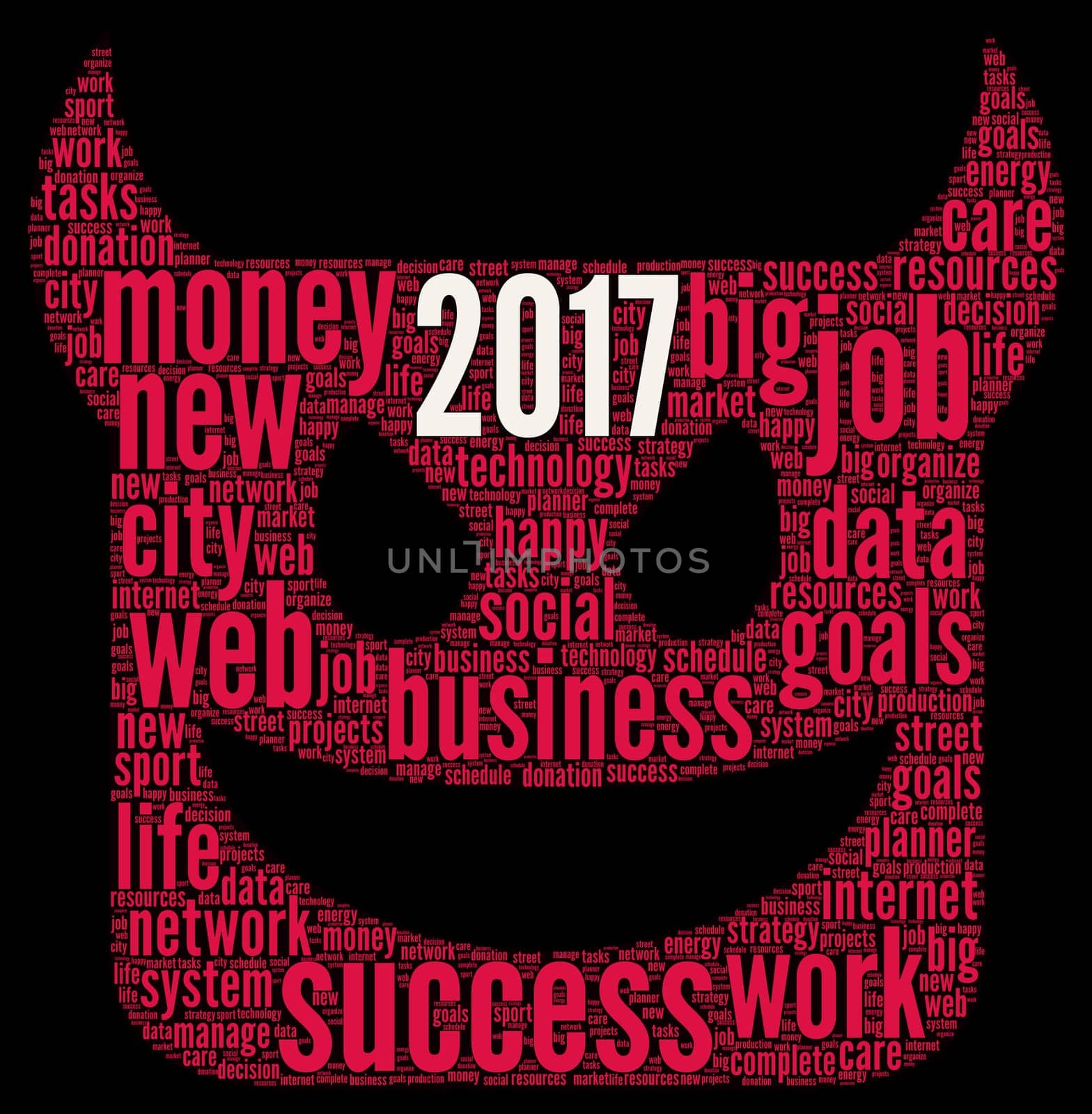 Business 2017 word cloud concept in emoticon shape