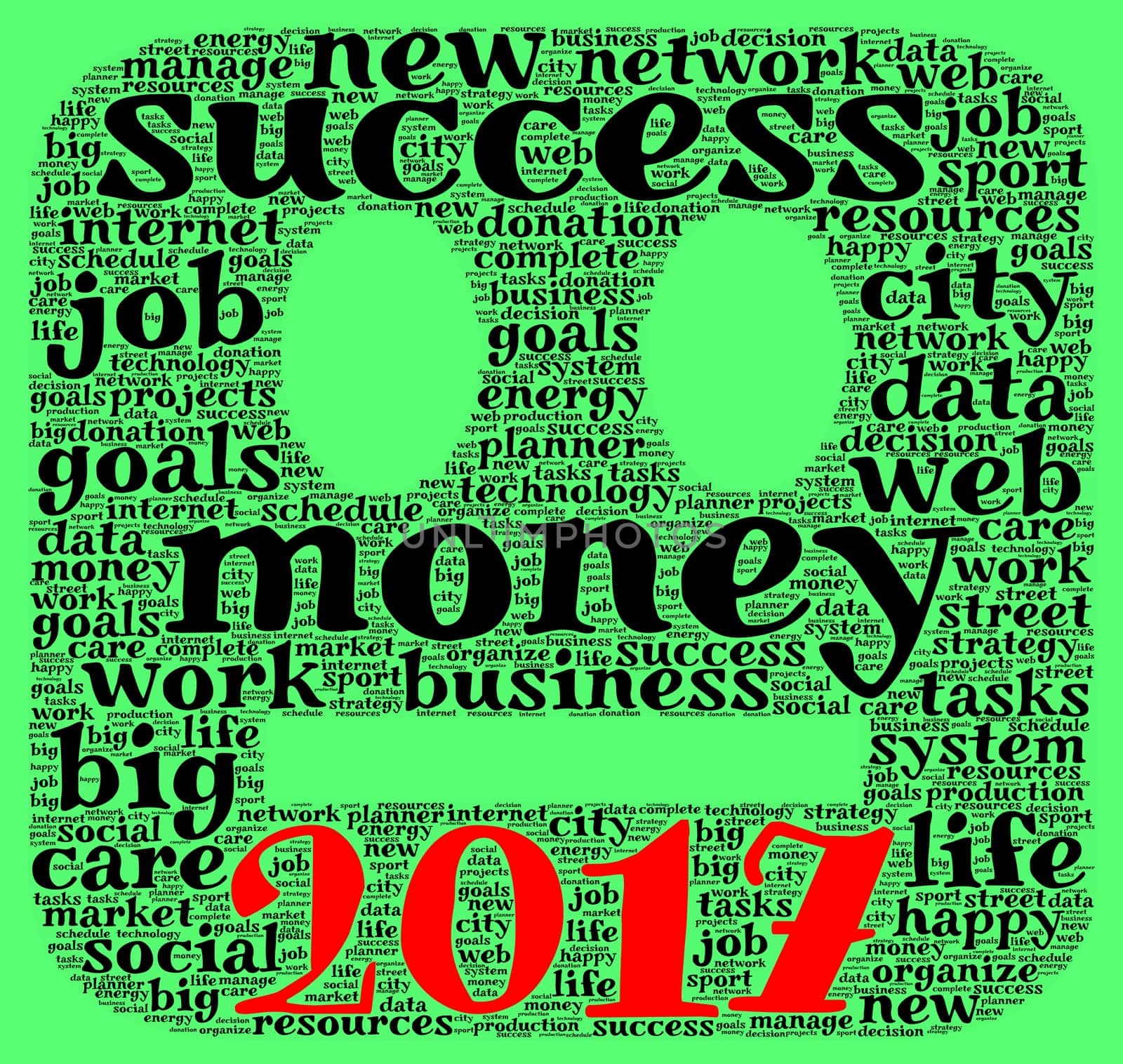Business 2017 word cloud concept in emoticon shape