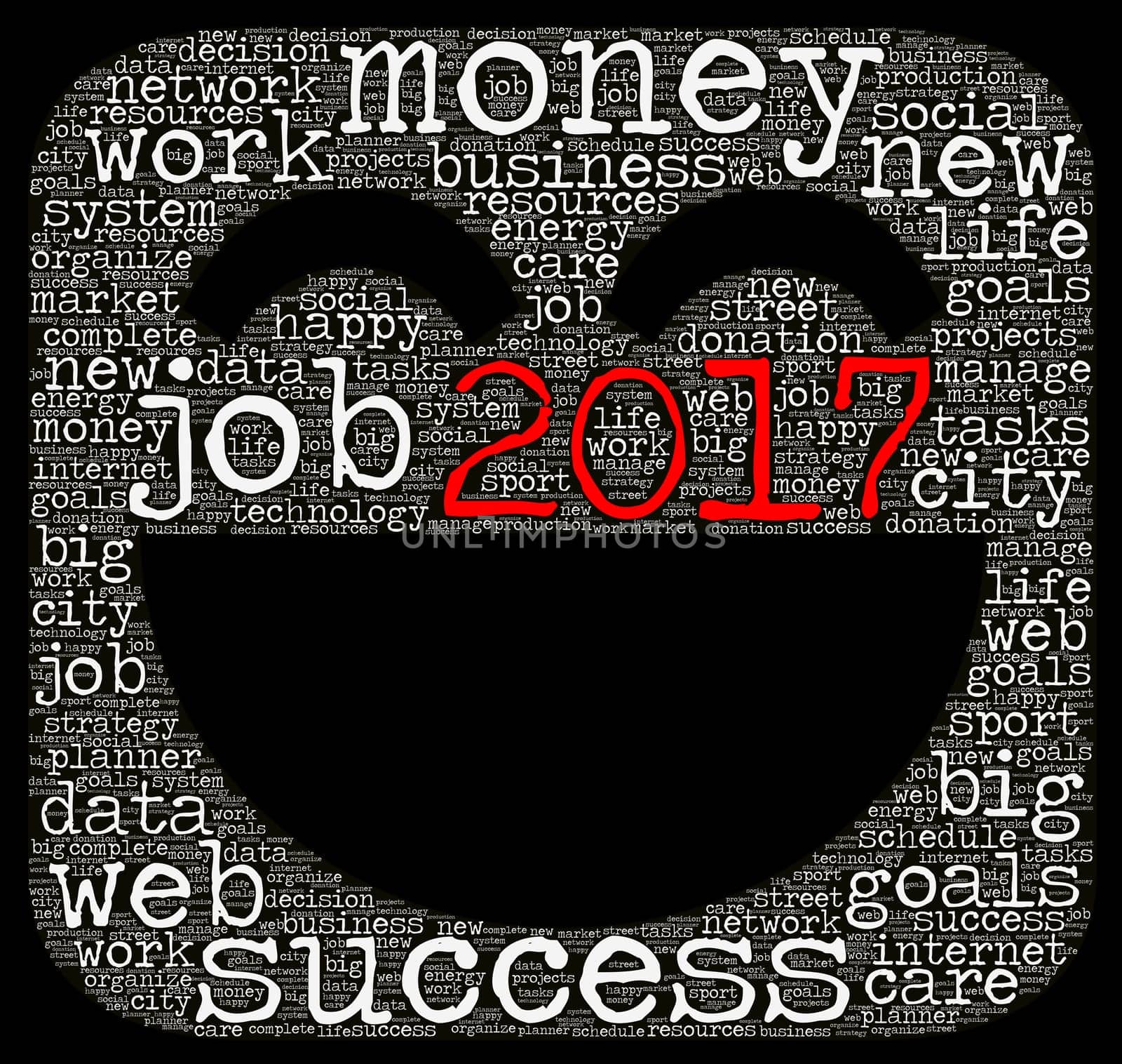 Business 2017 word cloud concept in emoticon shape