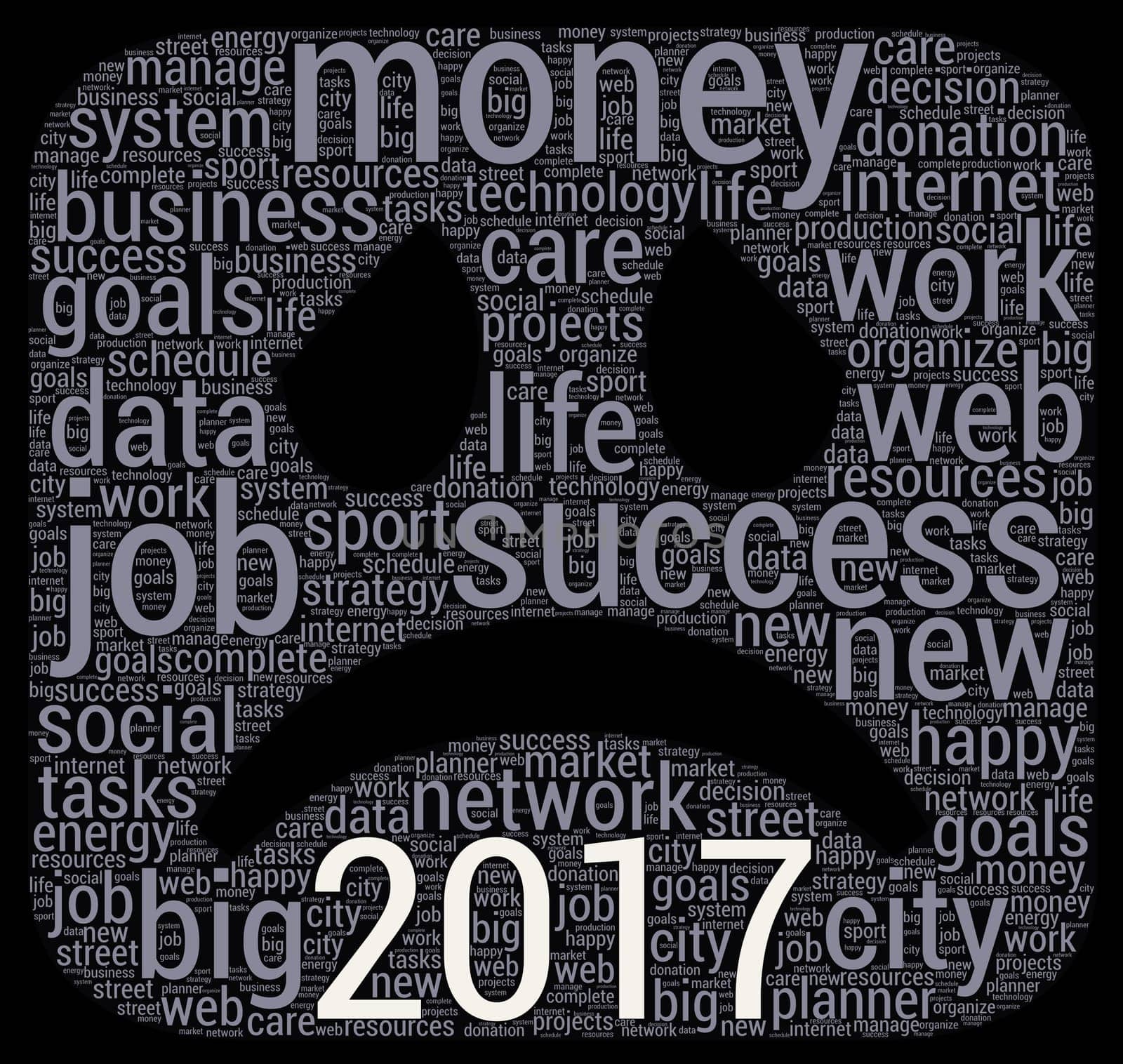 Business 2017 word cloud concept in emoticon shape