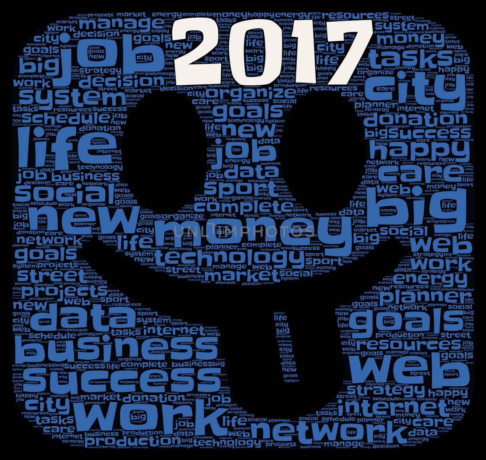 Business 2017 word cloud concept in emoticon shape