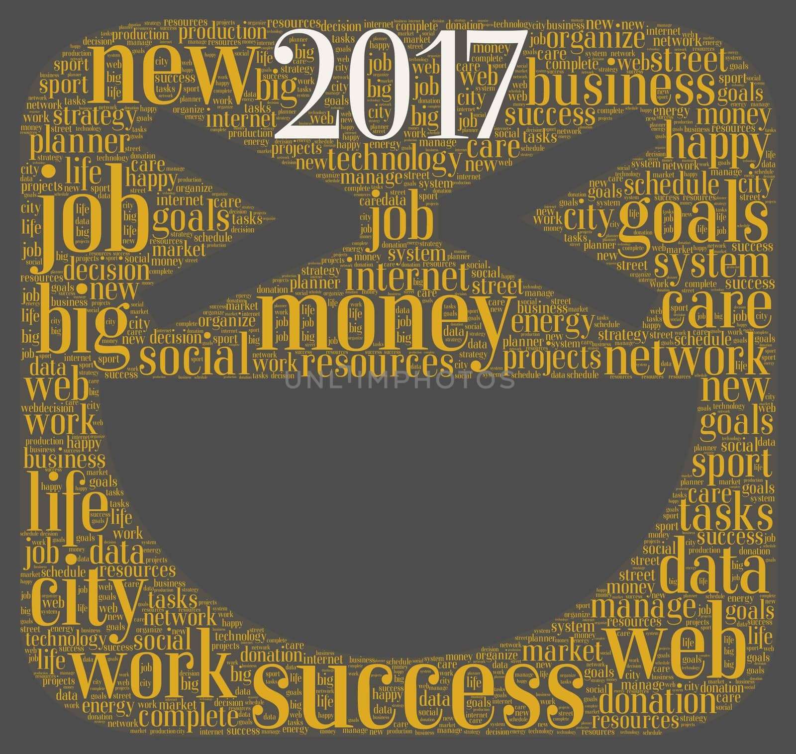 Business 2017 word cloud concept in emoticon shape