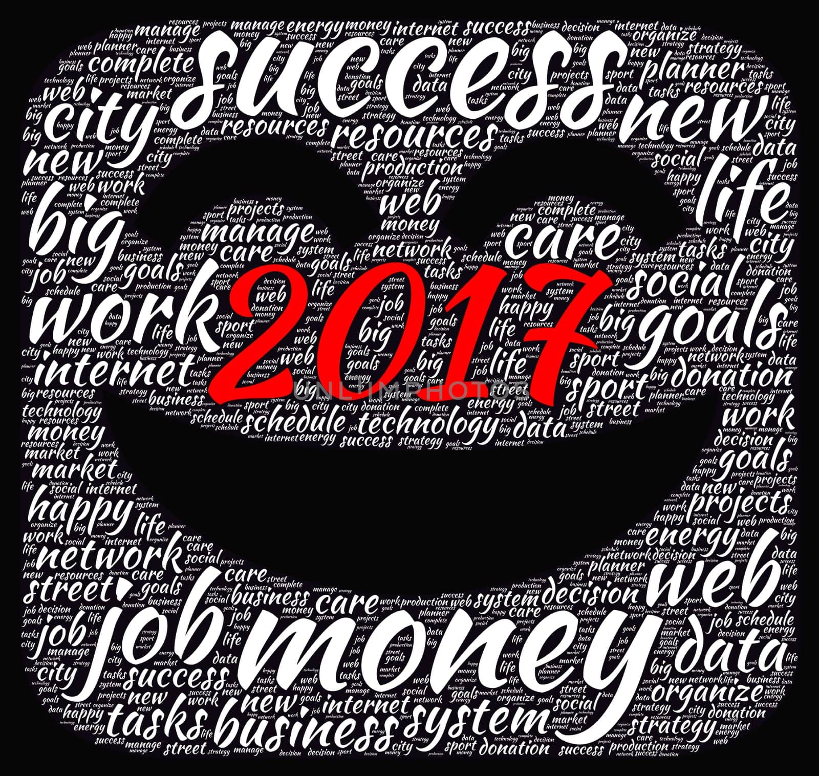 Business 2017 word cloud concept in emoticon shape