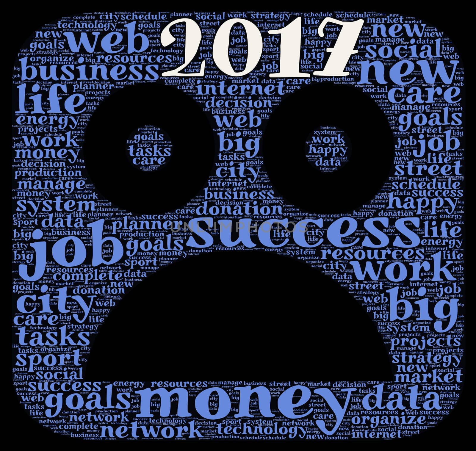 Business 2017 word cloud concept in emoticon shape