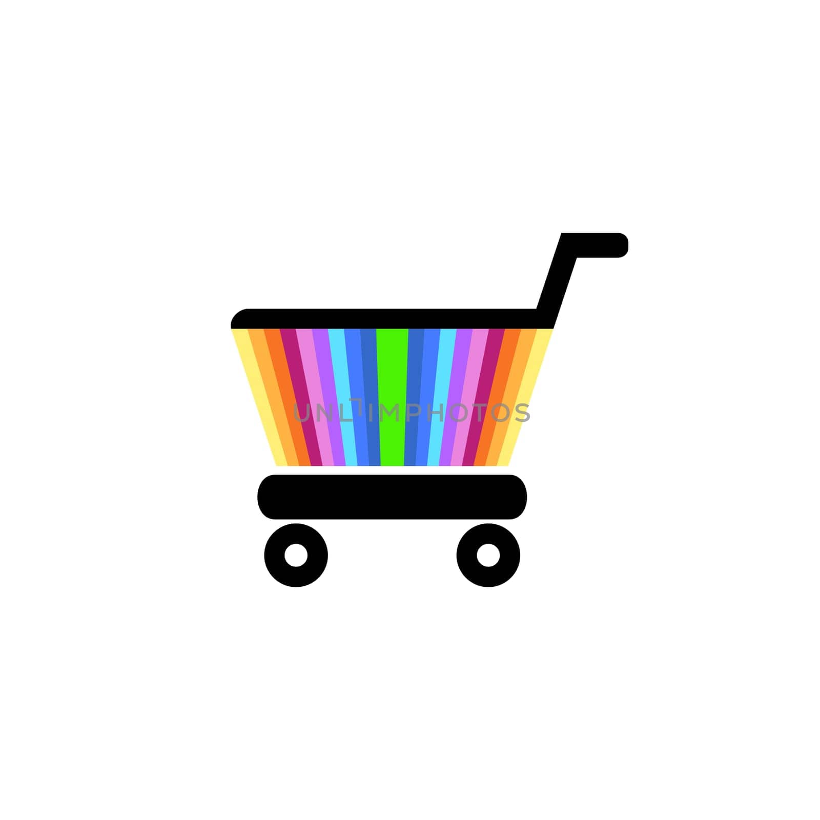 Vector rainbow coloured shopping cart icon isolated