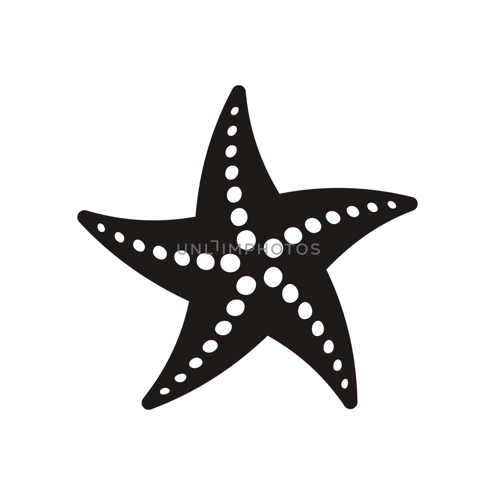 Black vector starfish icon isolated on white background