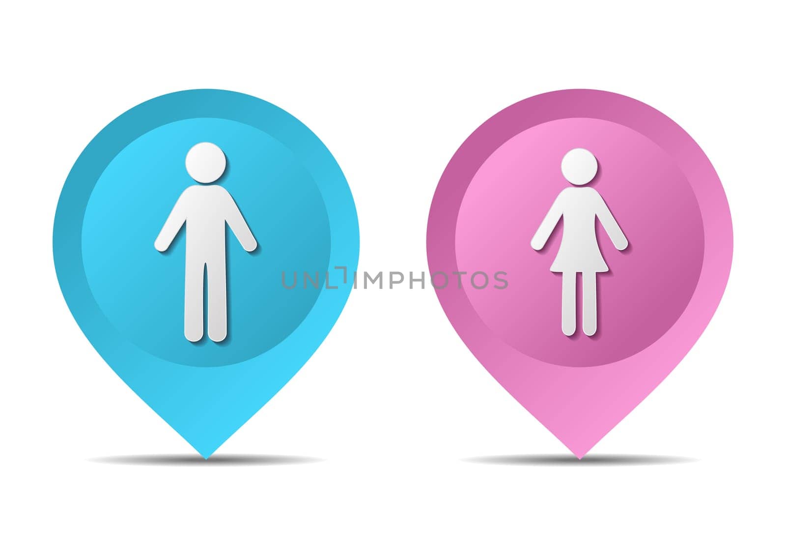 Map pointers with man and woman icons