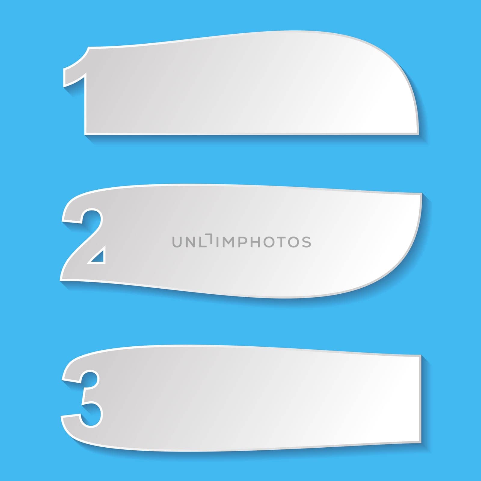 Three white vector option banners on blue background