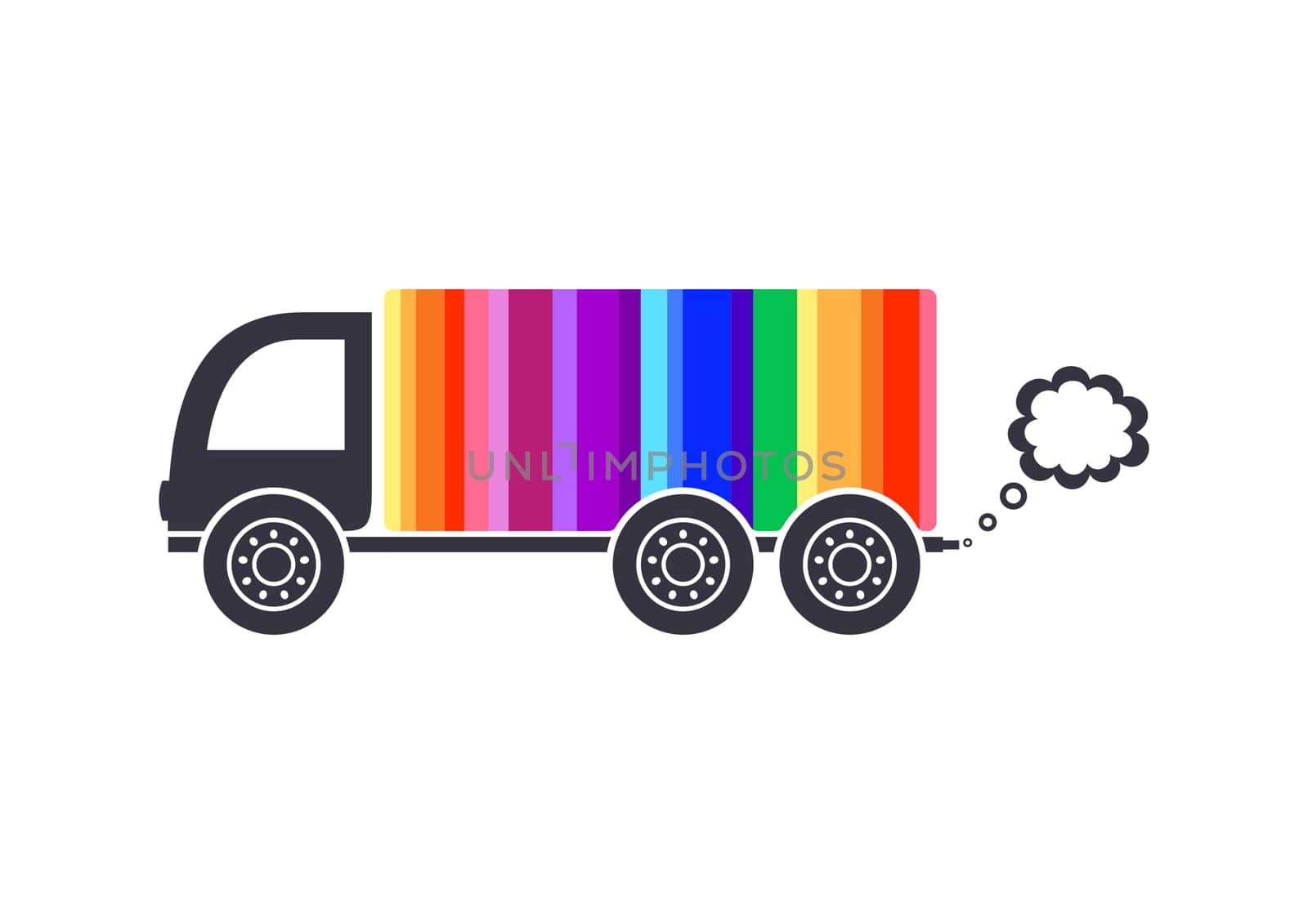 Vector rainbow colored delivery truck icon isolated