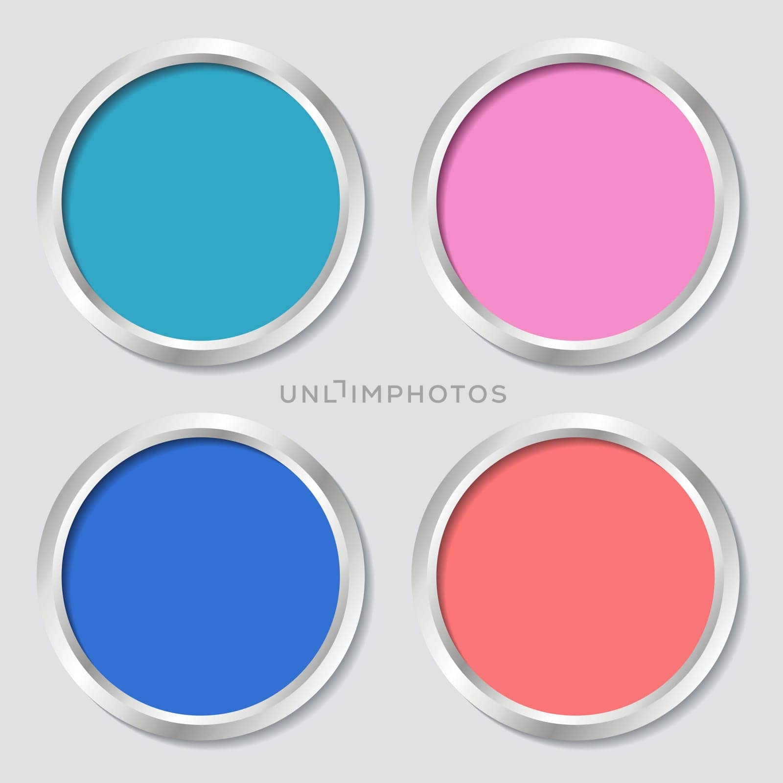 Set of four colorful web buttons with shadows