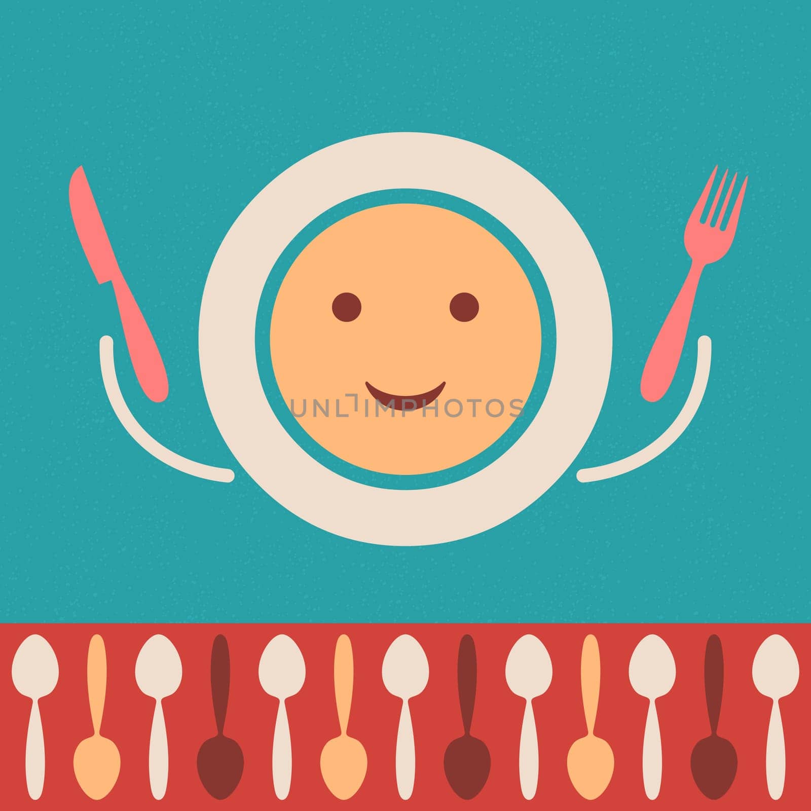 Retro restaurant menu background with cutlery and plate