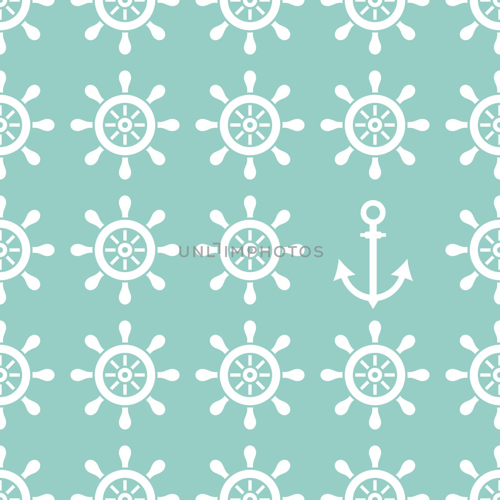 Seamless nautical pattern made of helms and anchor