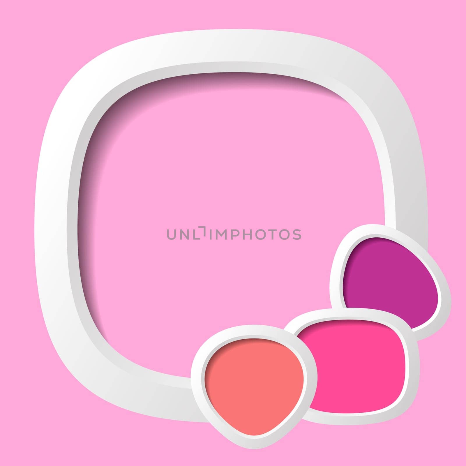 Pink abstract background with colorful round text places
