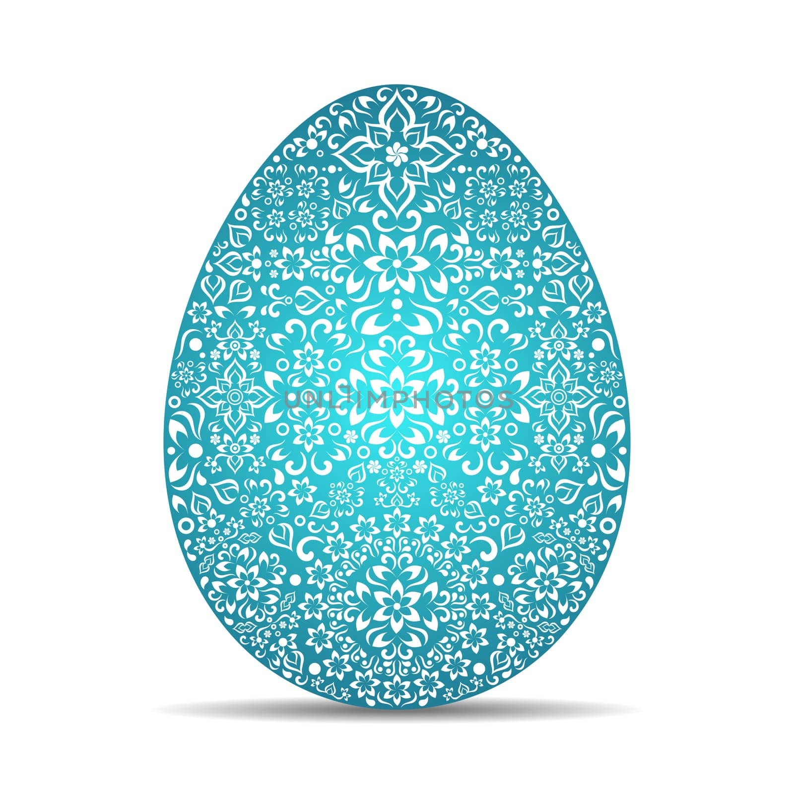 Turquoise easter egg with white floral ornamental design