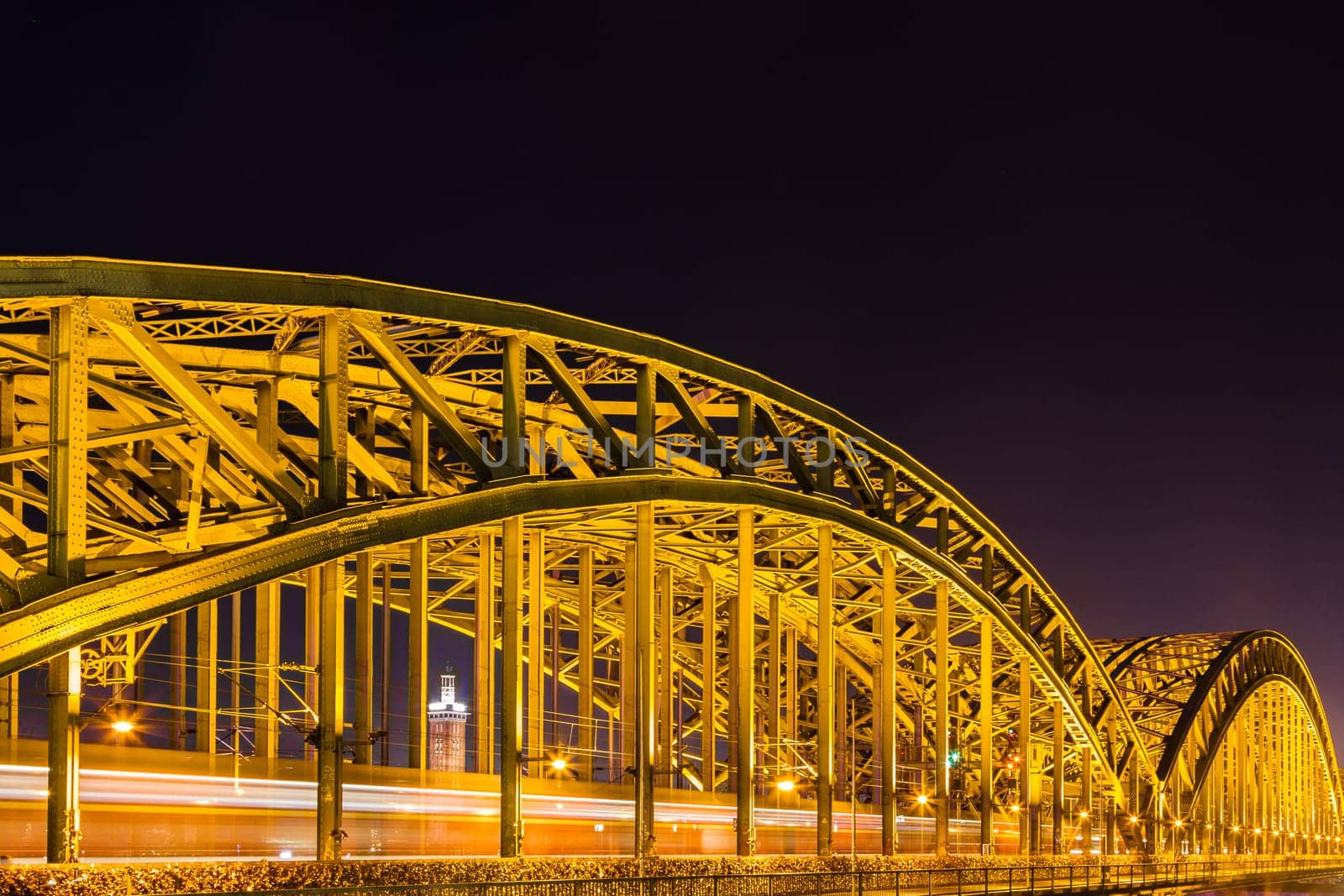 Hohenzollern Bridge at night in Cologne