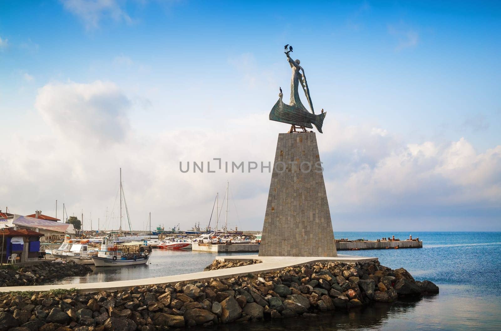 Nesebar, Bulgaria - September 05, 2014: Monument of St. Nicholas, the patron saint of the navigators in old town Nessebar. UNESCO world heritage site. Bulgarian Black Sea Coast.