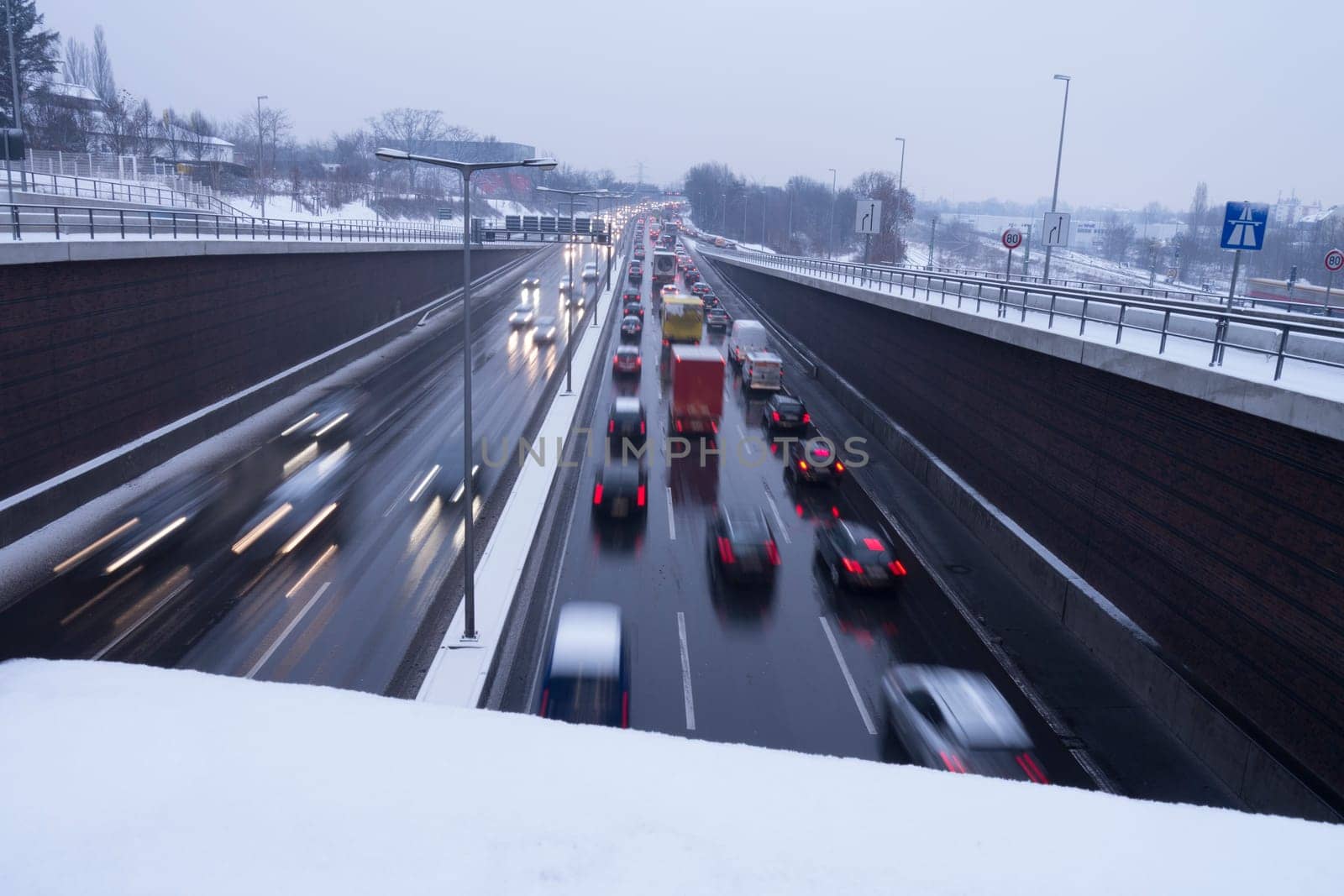 City motorway in Berlin in winter