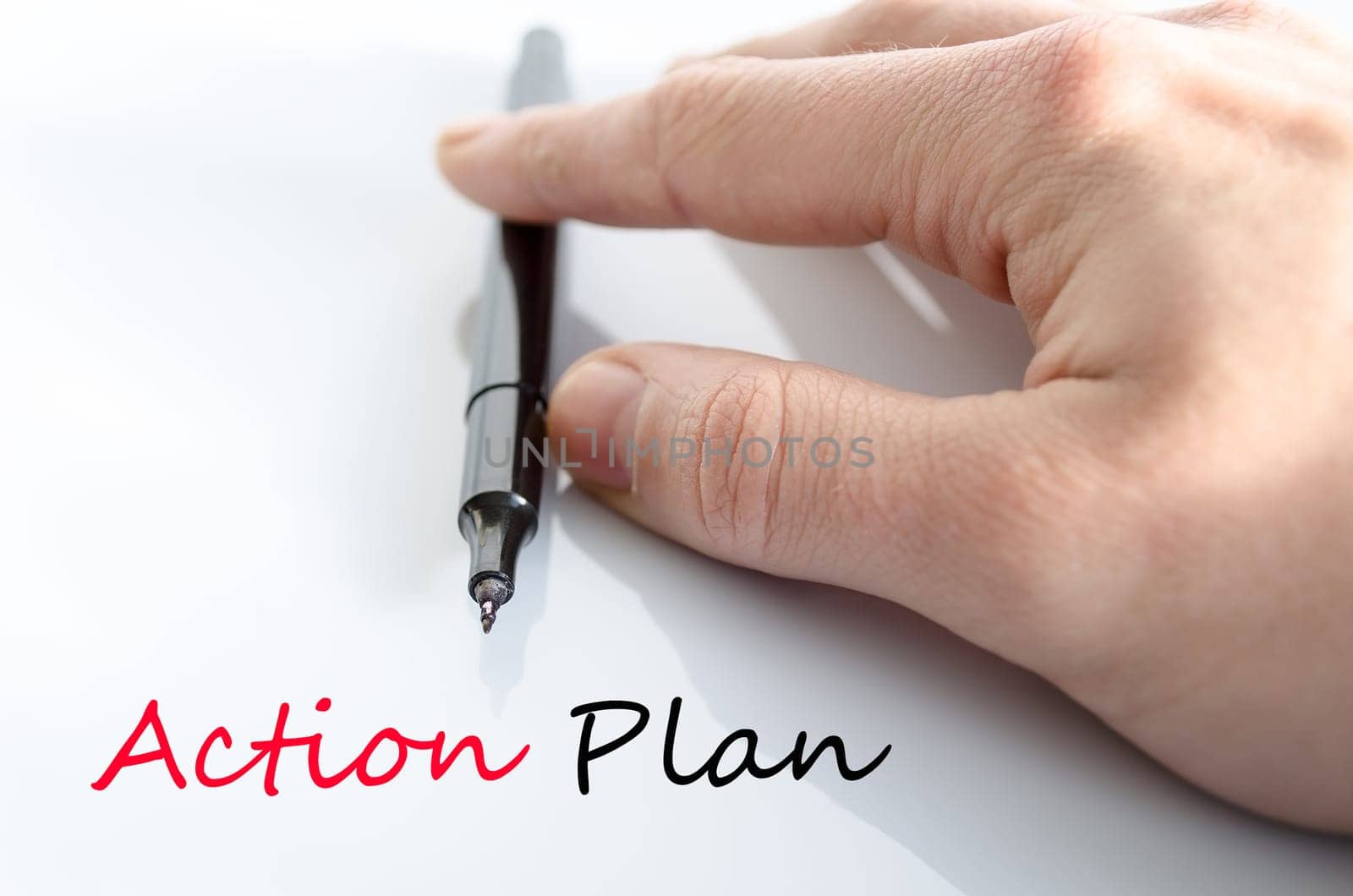 Action plan text concept isolated over white background