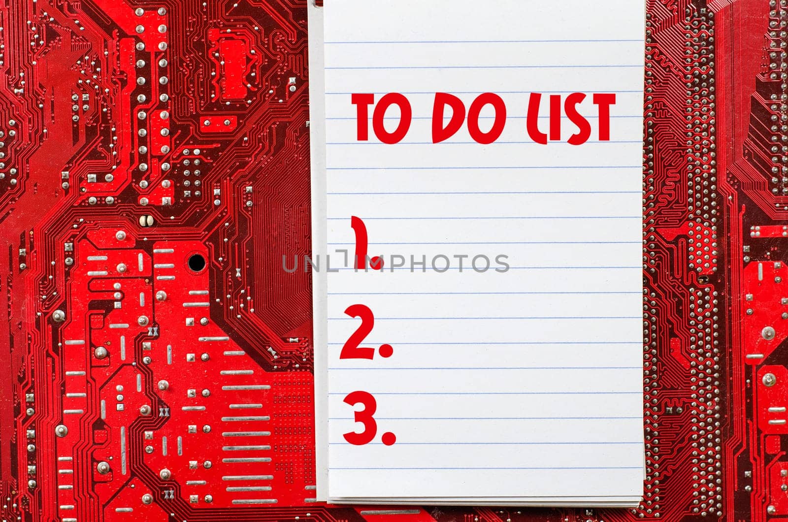 Red old dirty computer circuit board