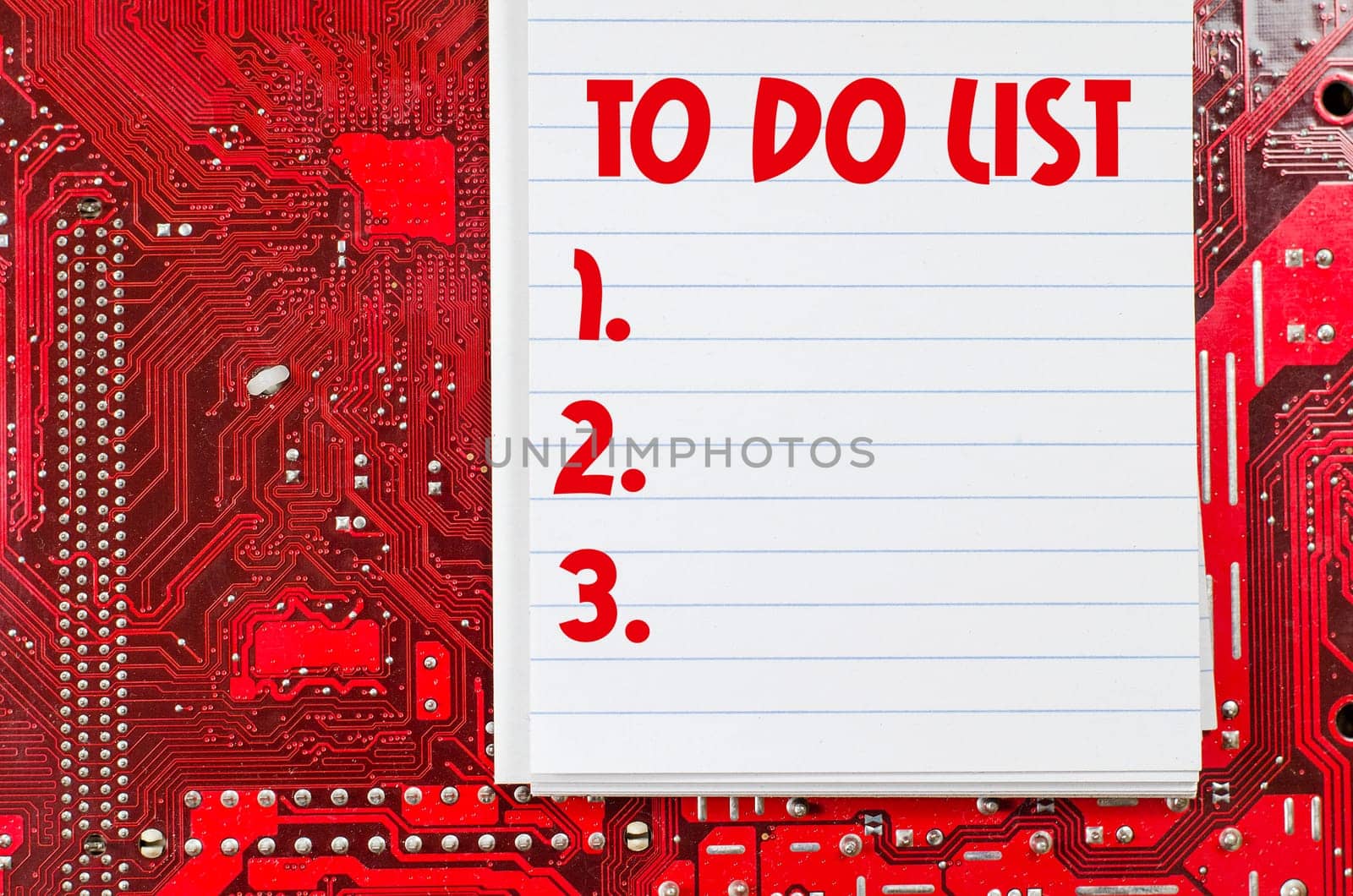 Red old dirty computer circuit board