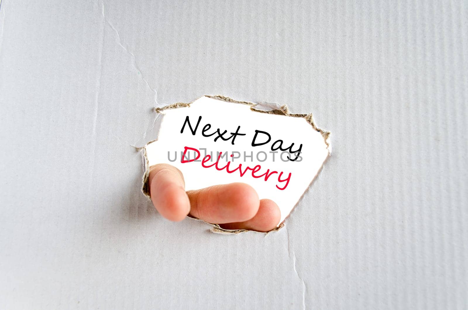 Next day delivery text concept isolated over white background