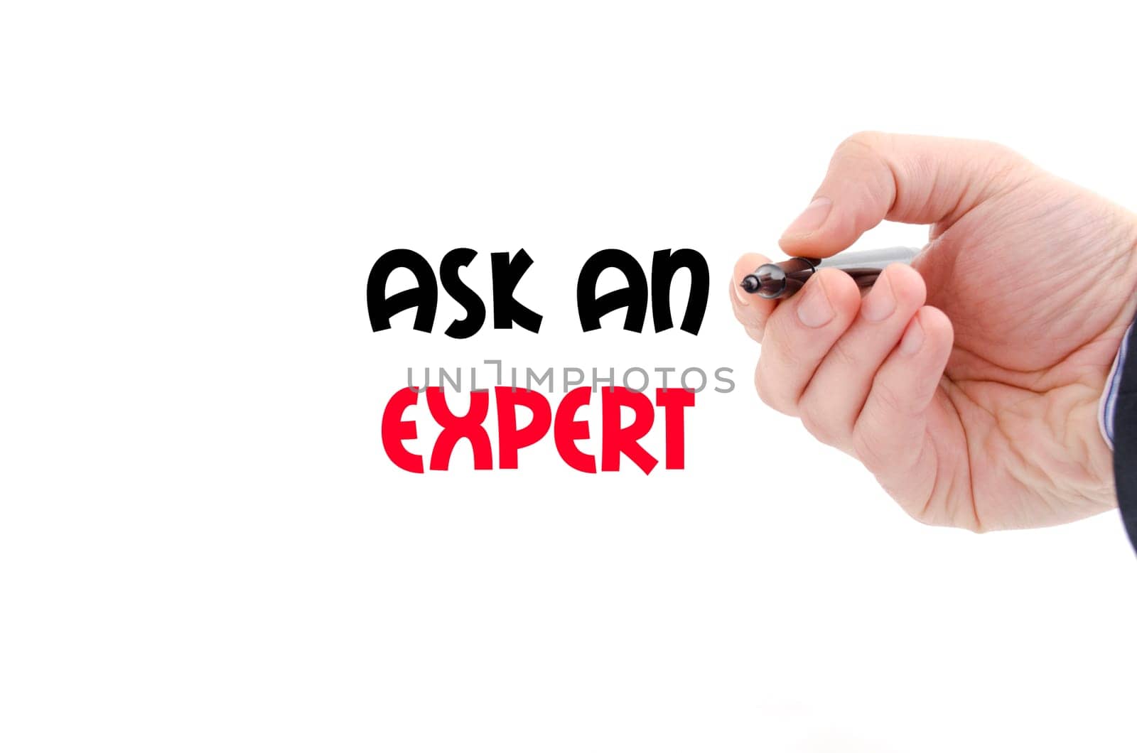 Ask an expert text concept isolated over white background