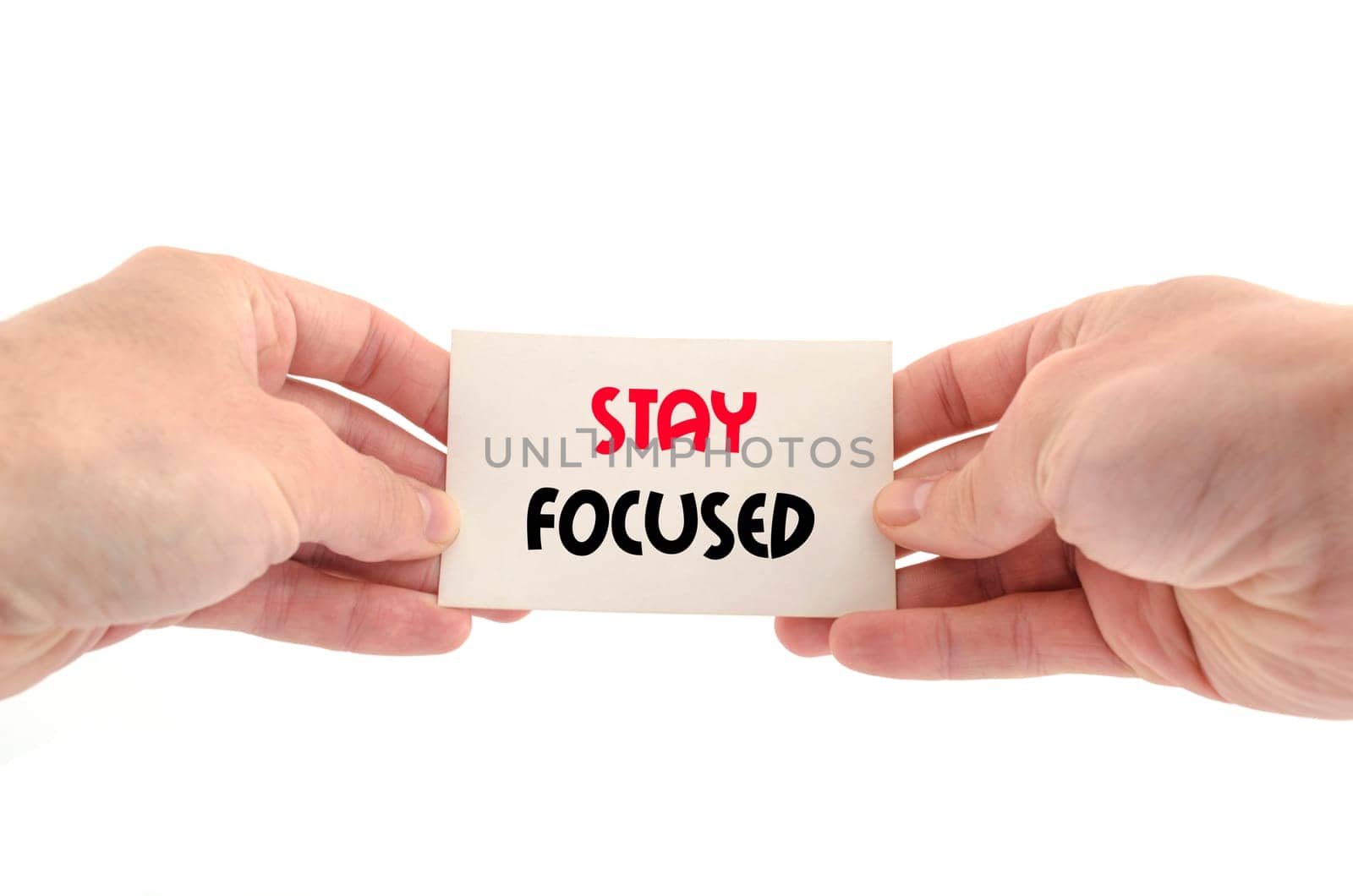 Stay focused text concept isolated over white background